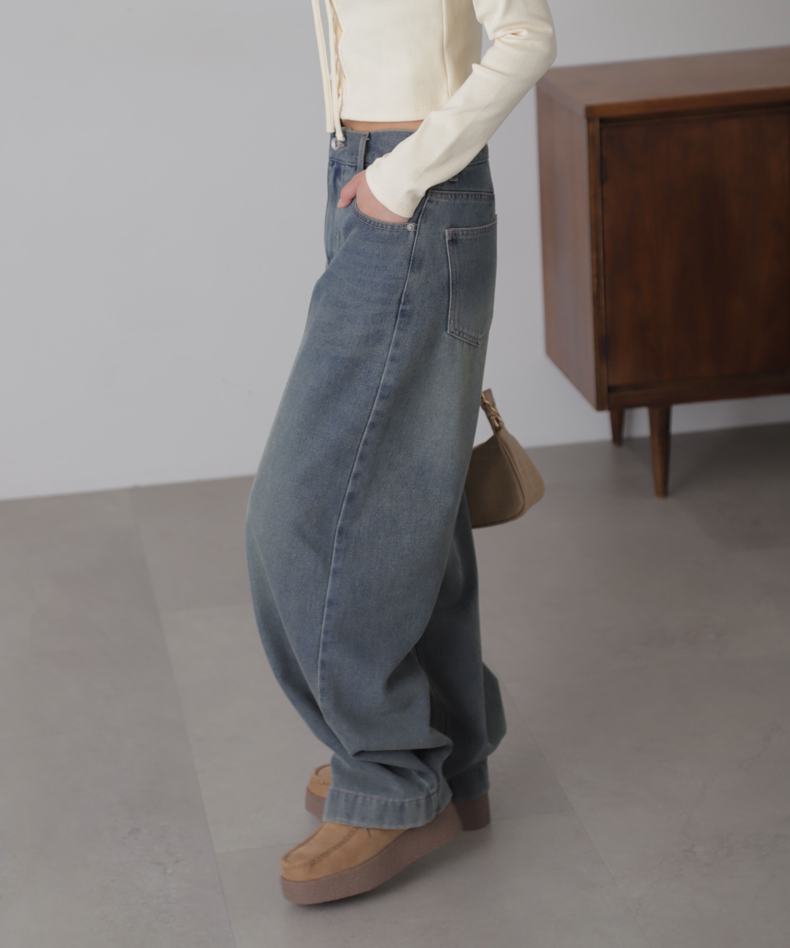  「裾ボタン2wayバギーデニムパンツ」|その他|