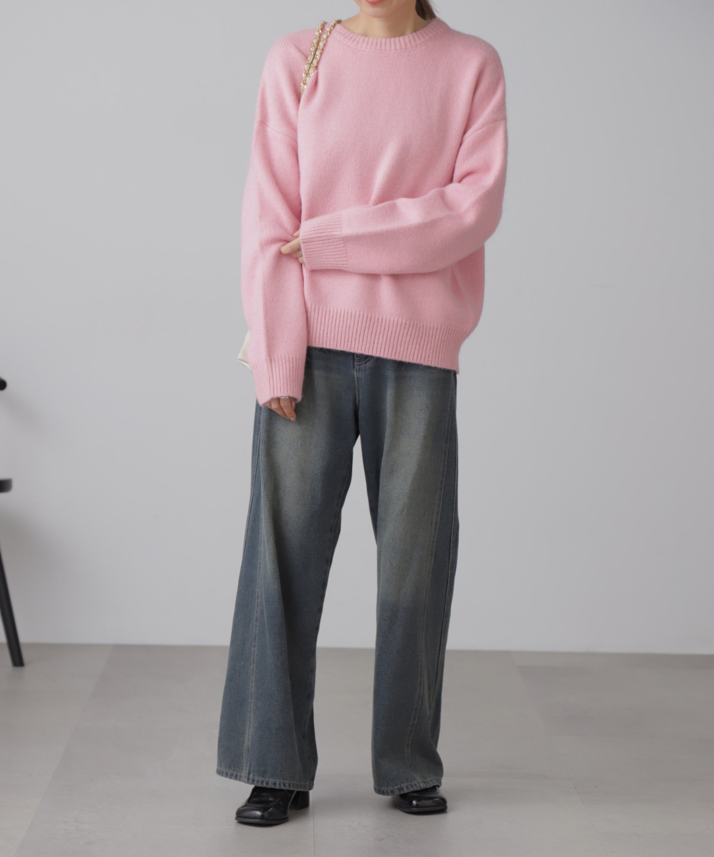  「オーバーサイズチュニック丈ニット」|ニット・セーター|