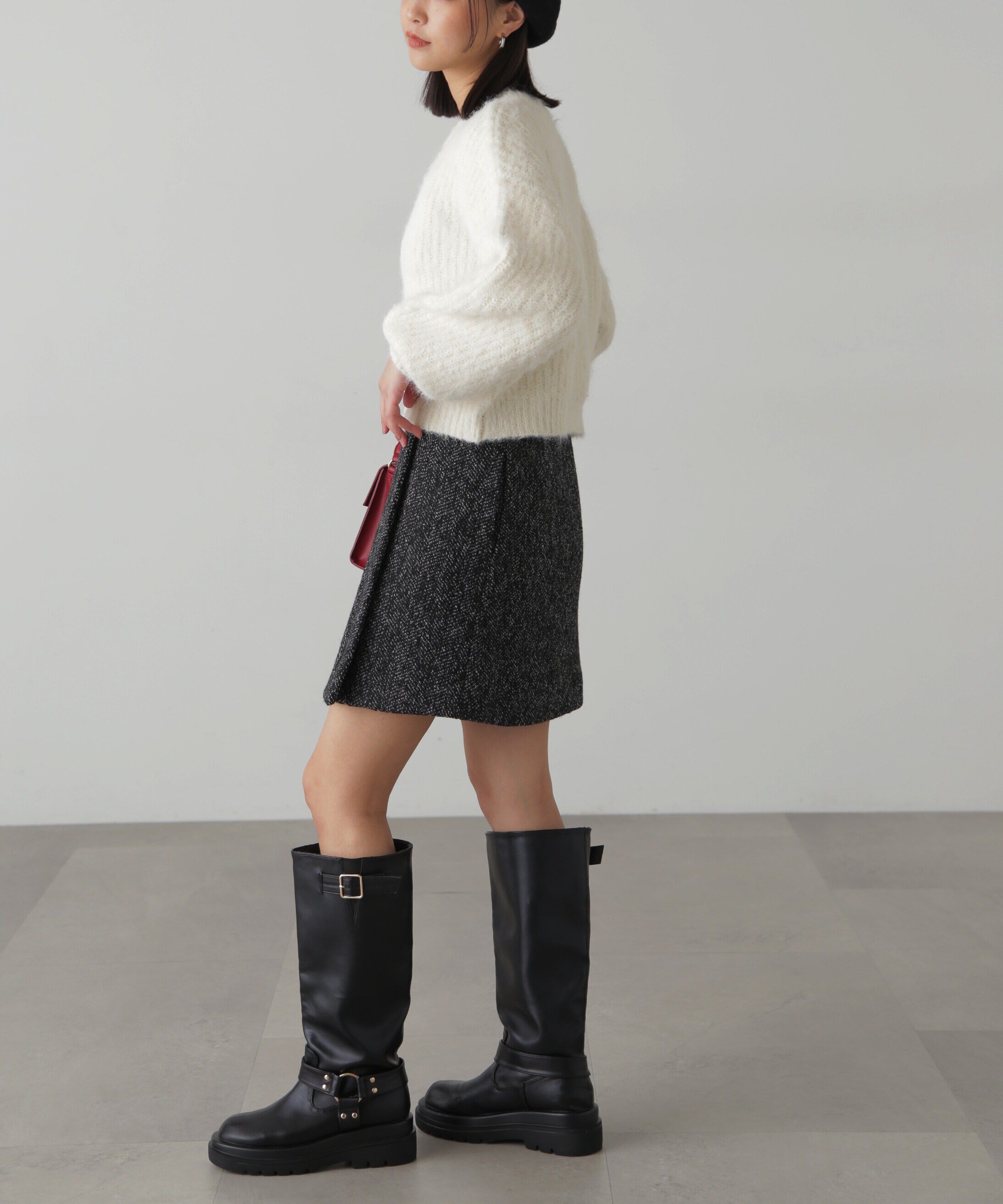  「ラップ風ツイードミニスカート」|スカート|