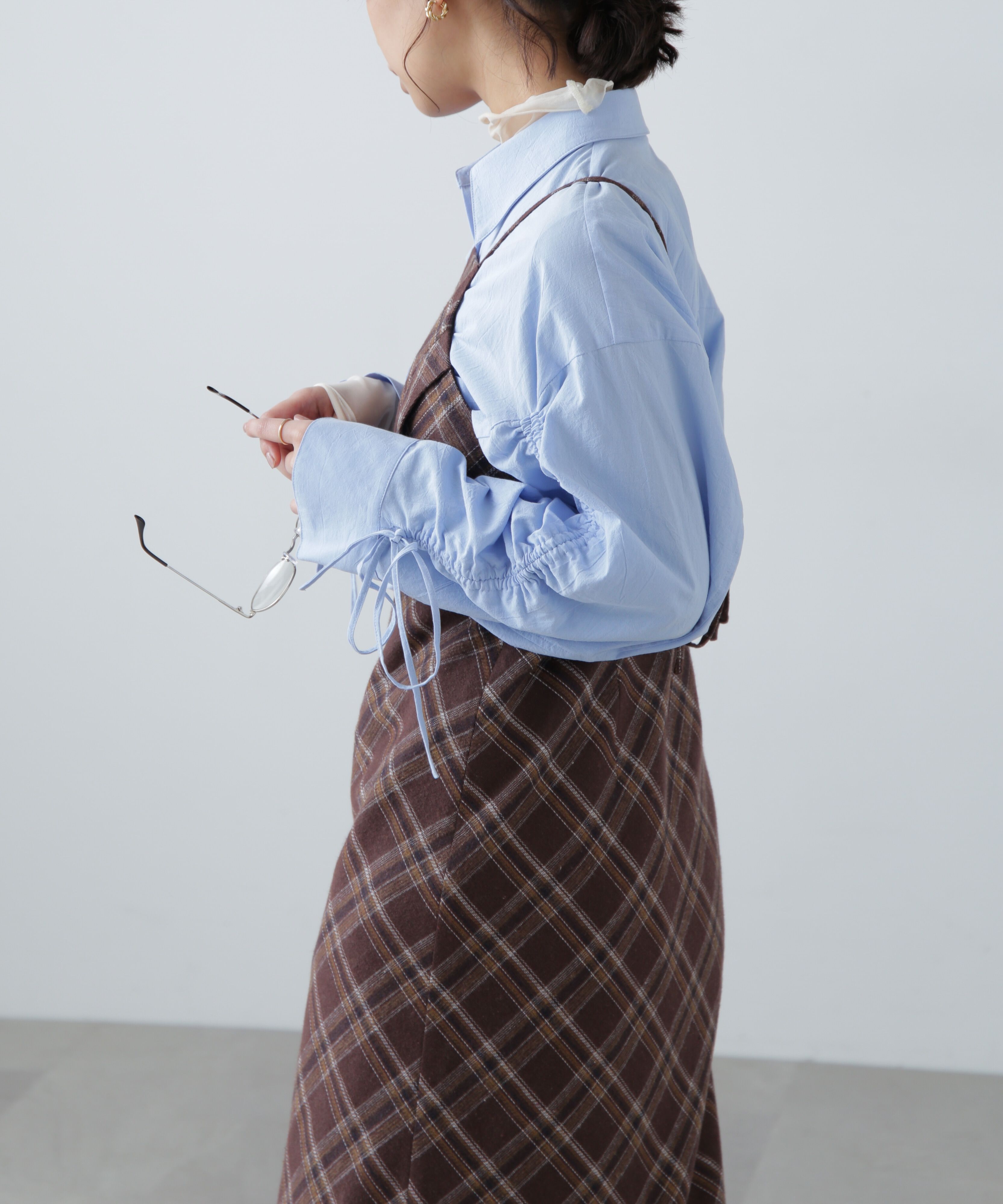  「ボタンスリットチェックキャミワンピース」|ワンピース|