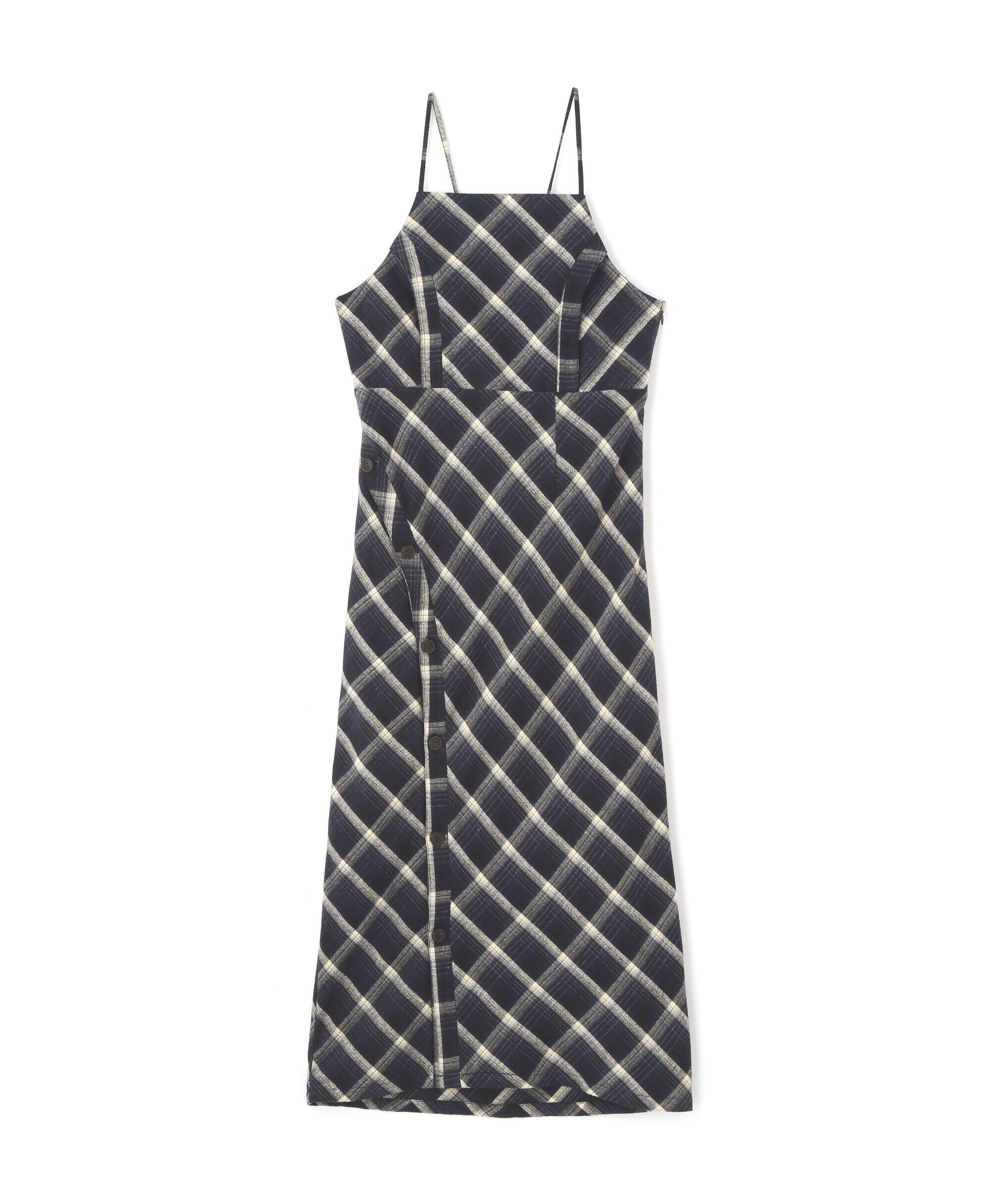  「ボタンスリットチェックキャミワンピース」|ワンピース|