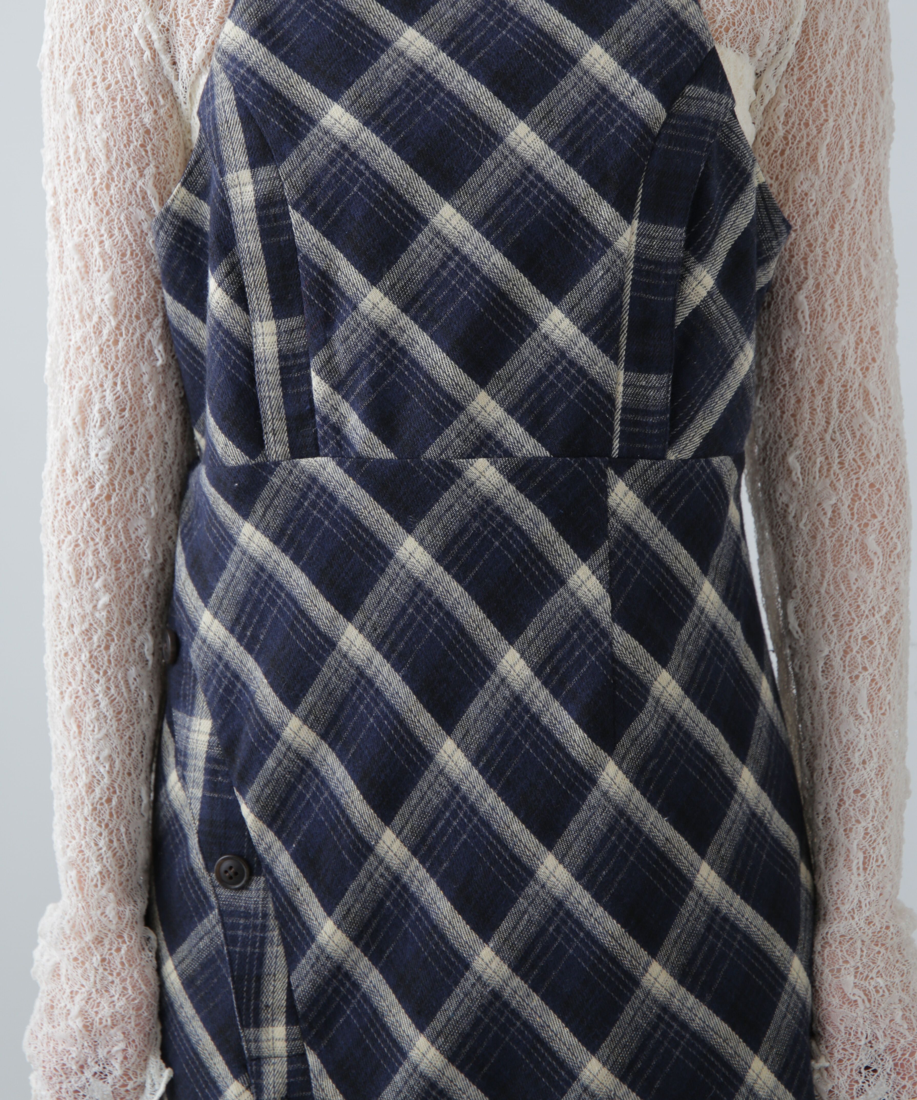  「ボタンスリットチェックキャミワンピース」|ワンピース|