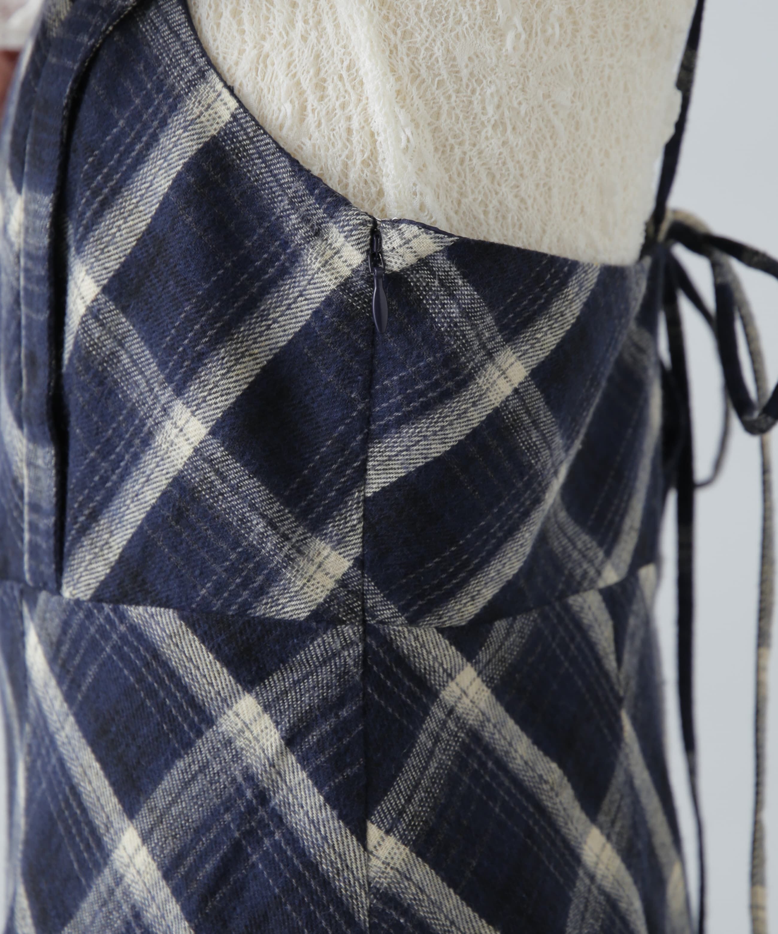  「ボタンスリットチェックキャミワンピース」|ワンピース|