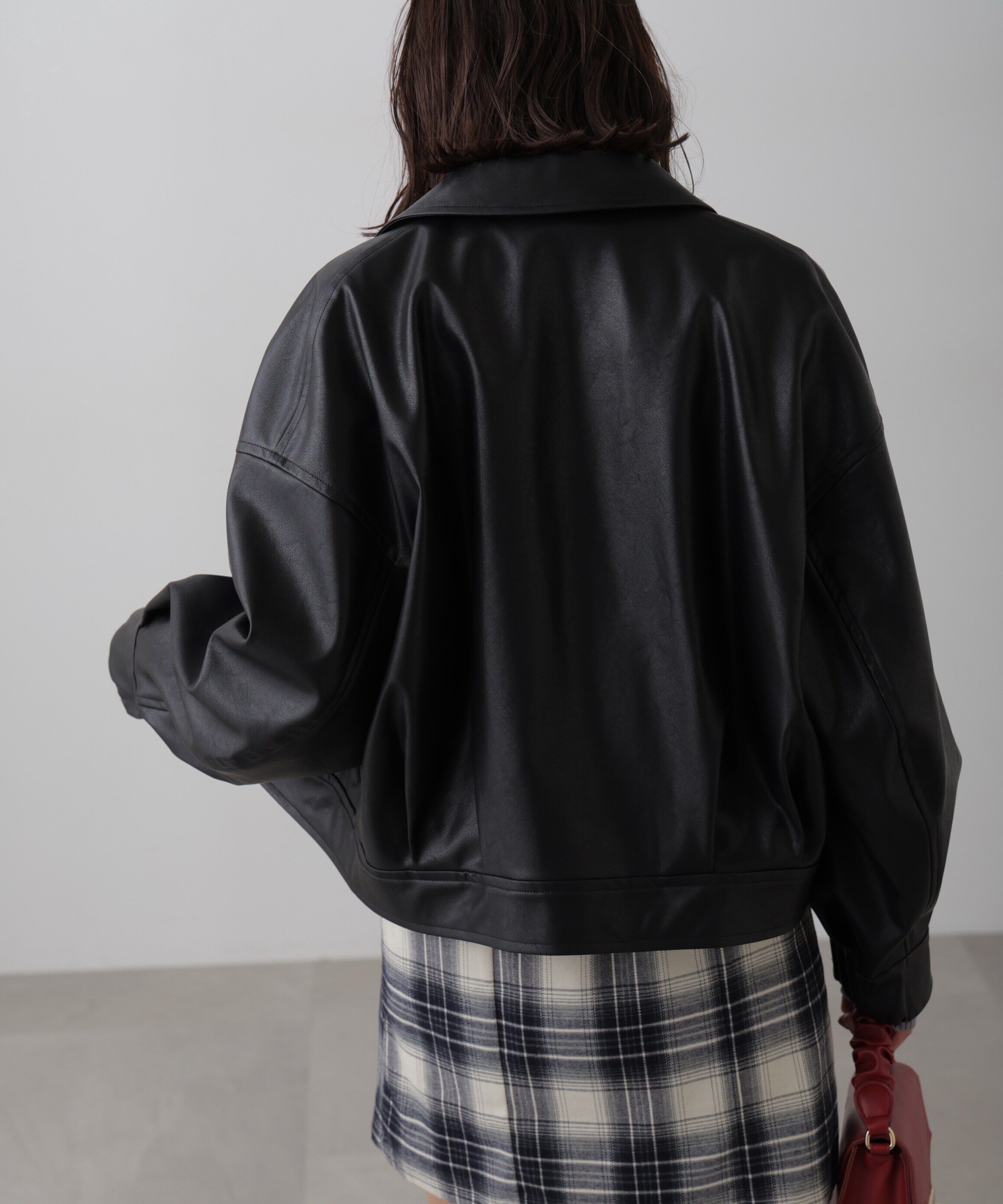  「合皮ジップアップブルゾン」|ブルゾン・スタジャン|