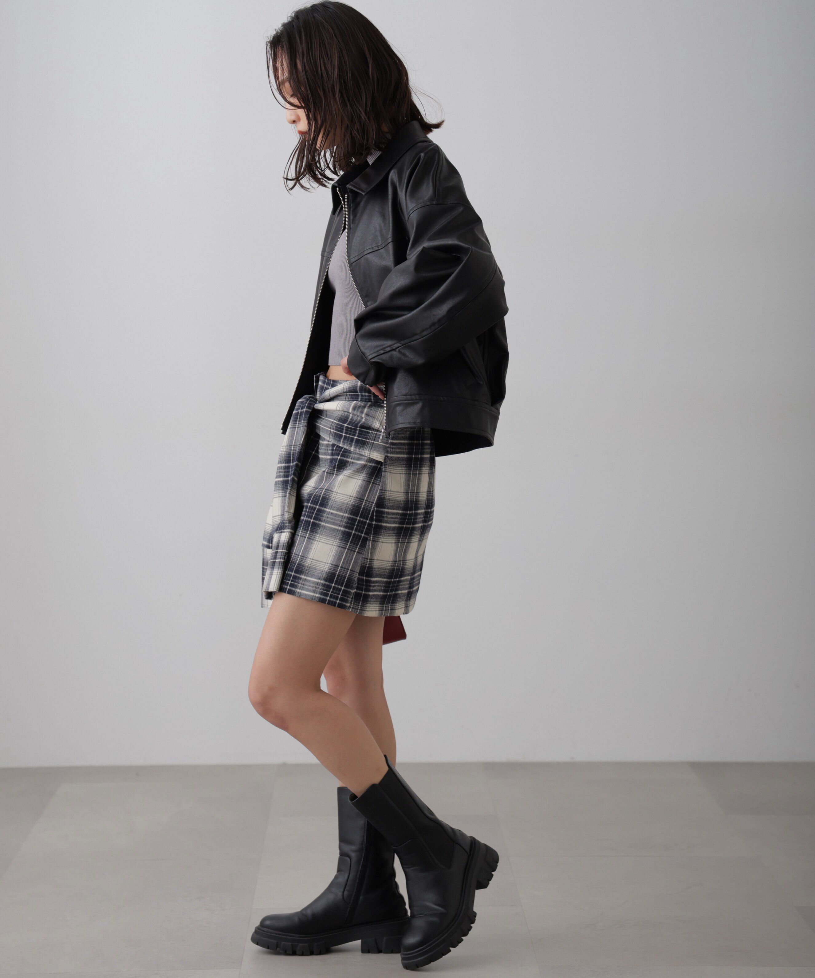  「合皮ジップアップブルゾン」|ブルゾン・スタジャン|