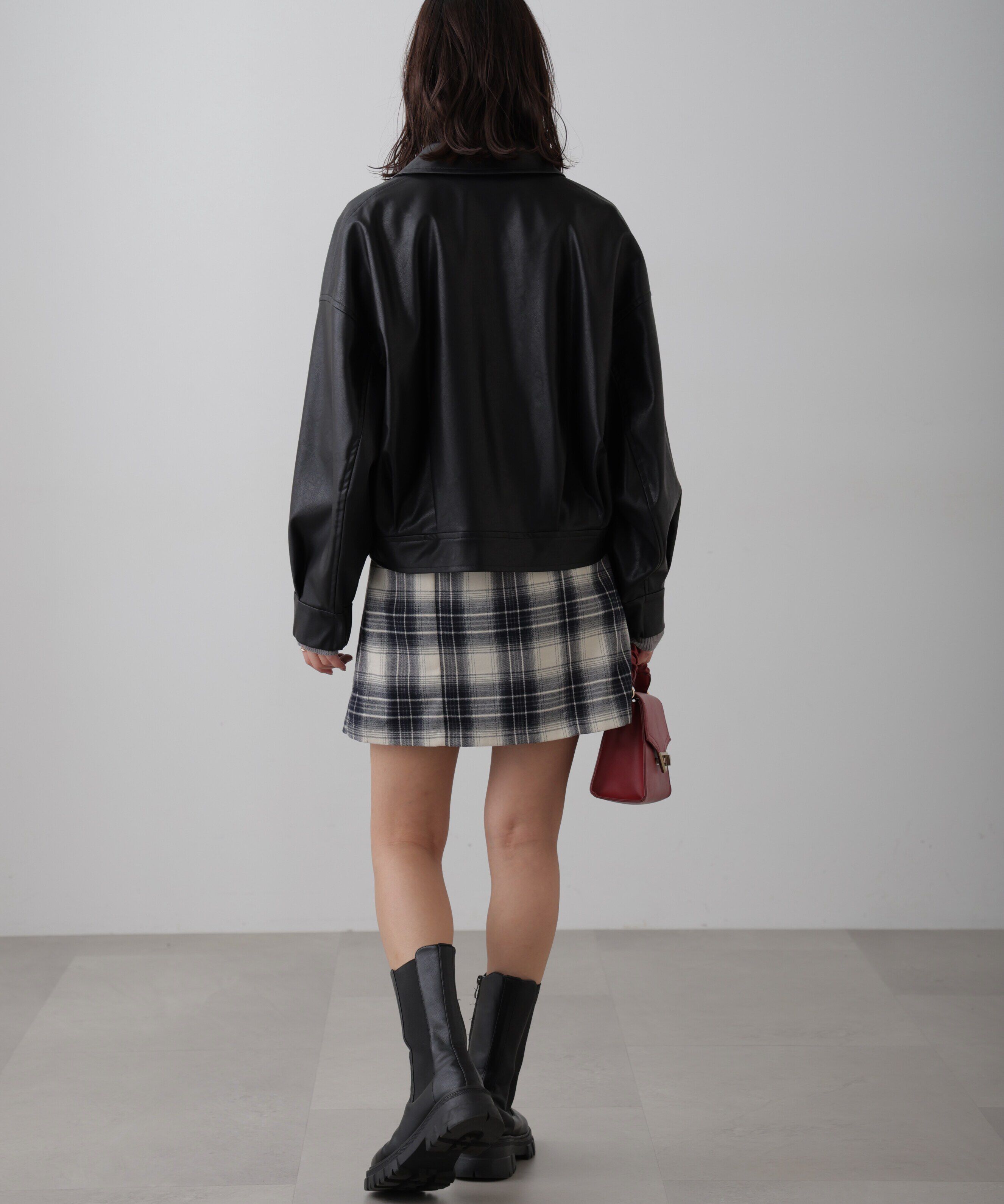  「合皮ジップアップブルゾン」|ブルゾン・スタジャン|