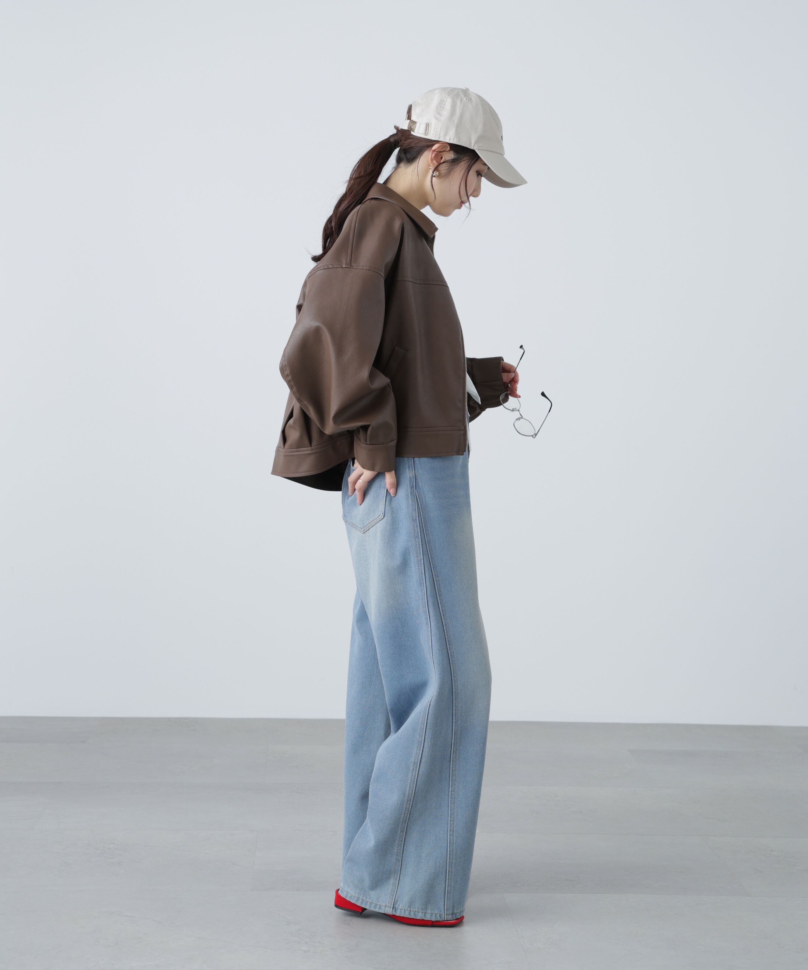  「合皮ジップアップブルゾン」|ブルゾン・スタジャン|