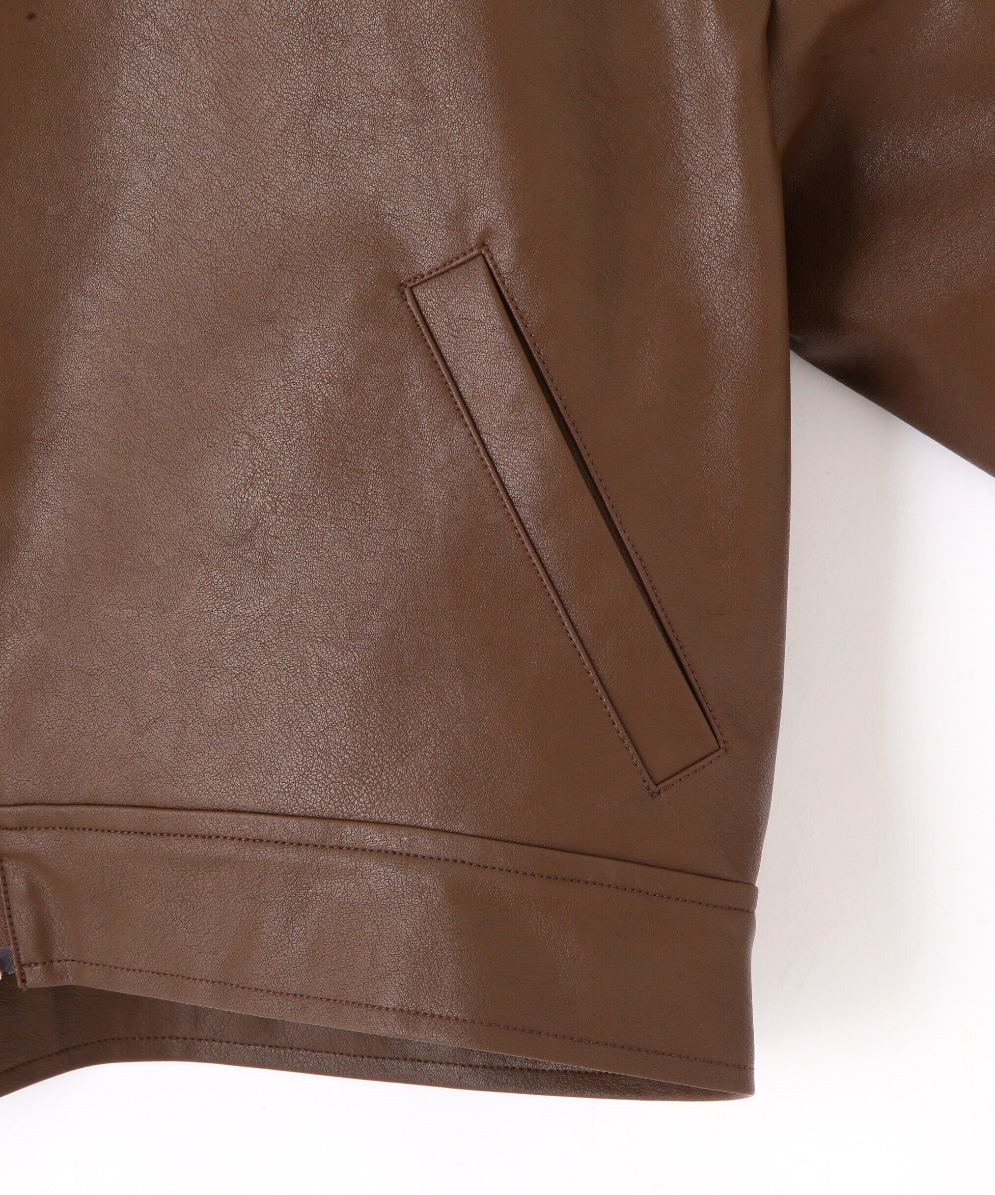  「合皮ジップアップブルゾン」|ブルゾン・スタジャン|