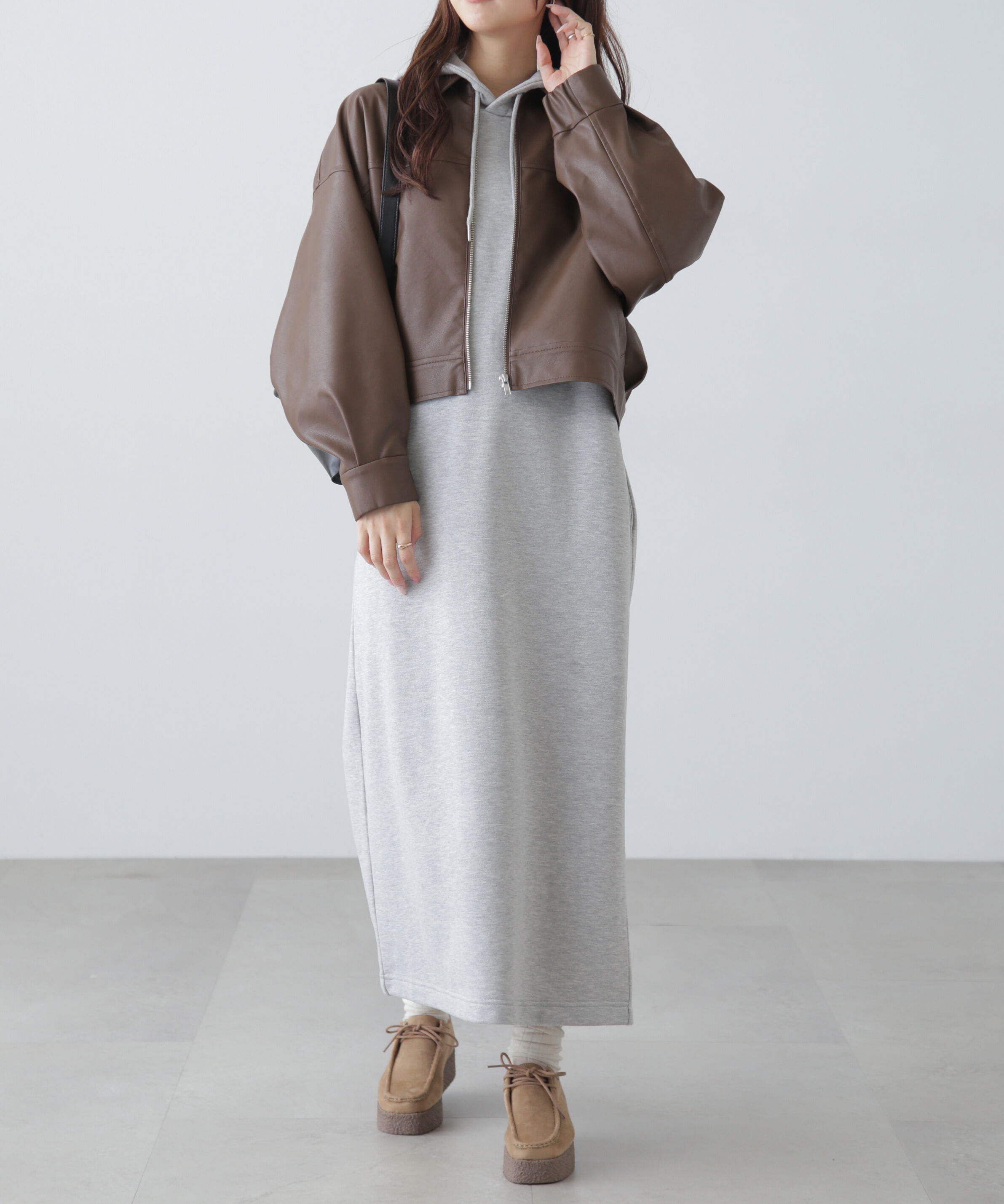  「合皮ジップアップブルゾン」|ブルゾン・スタジャン|