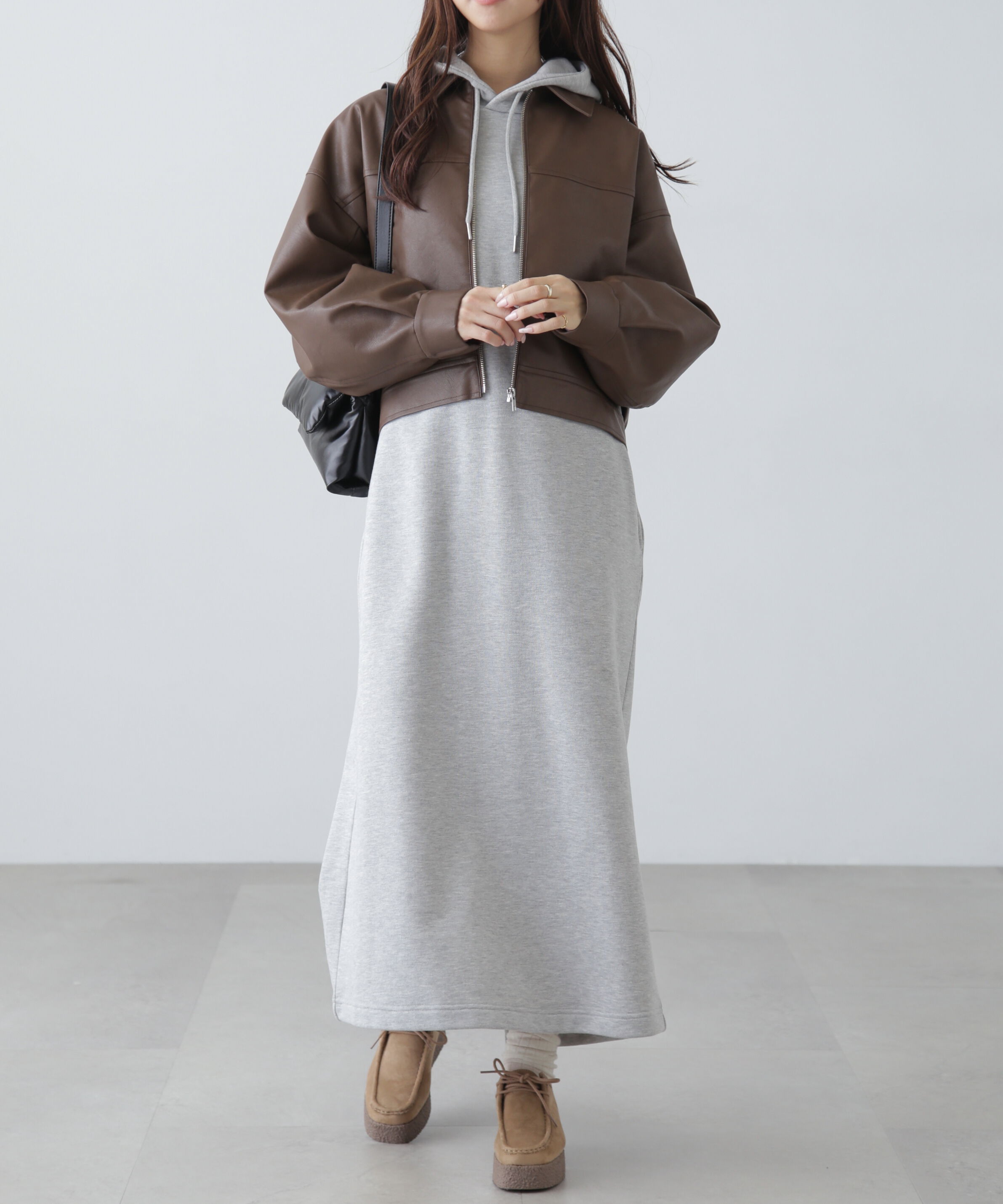  「合皮ジップアップブルゾン」|ブルゾン・スタジャン|