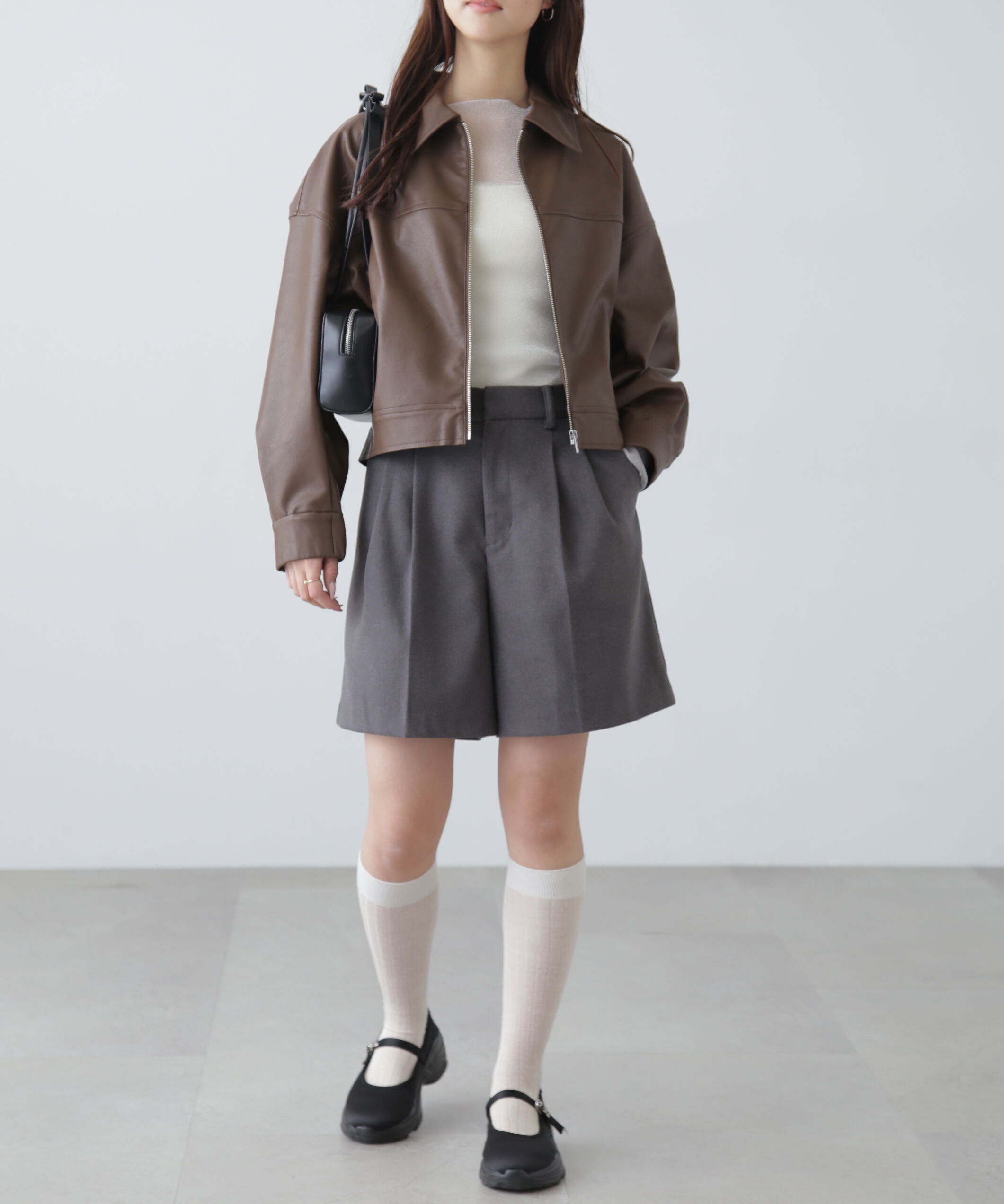  「合皮ジップアップブルゾン」|ブルゾン・スタジャン|