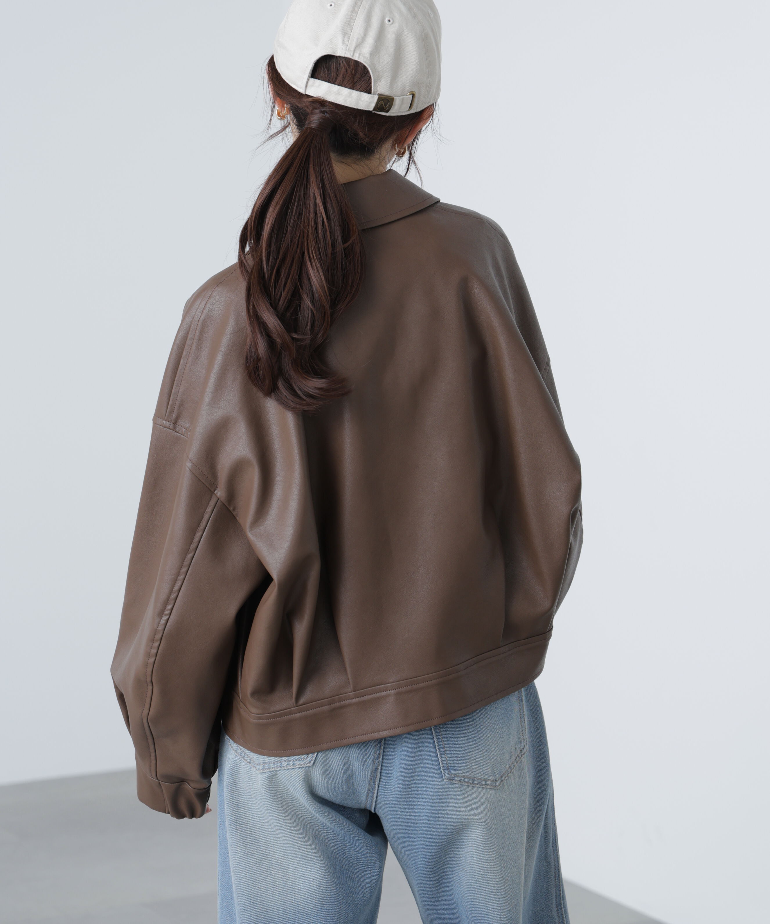  「合皮ジップアップブルゾン」|ブルゾン・スタジャン|