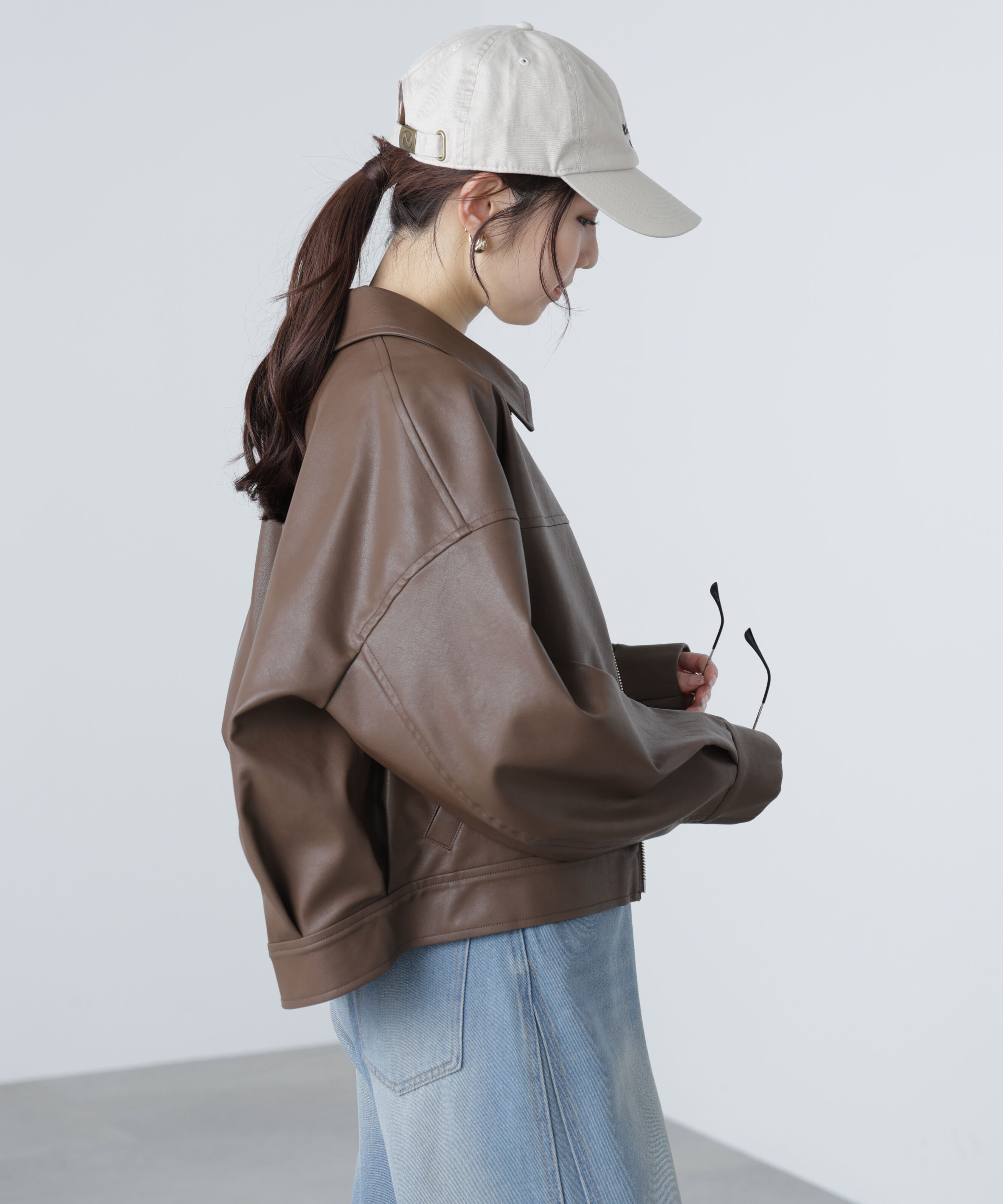  「合皮ジップアップブルゾン」|ブルゾン・スタジャン|