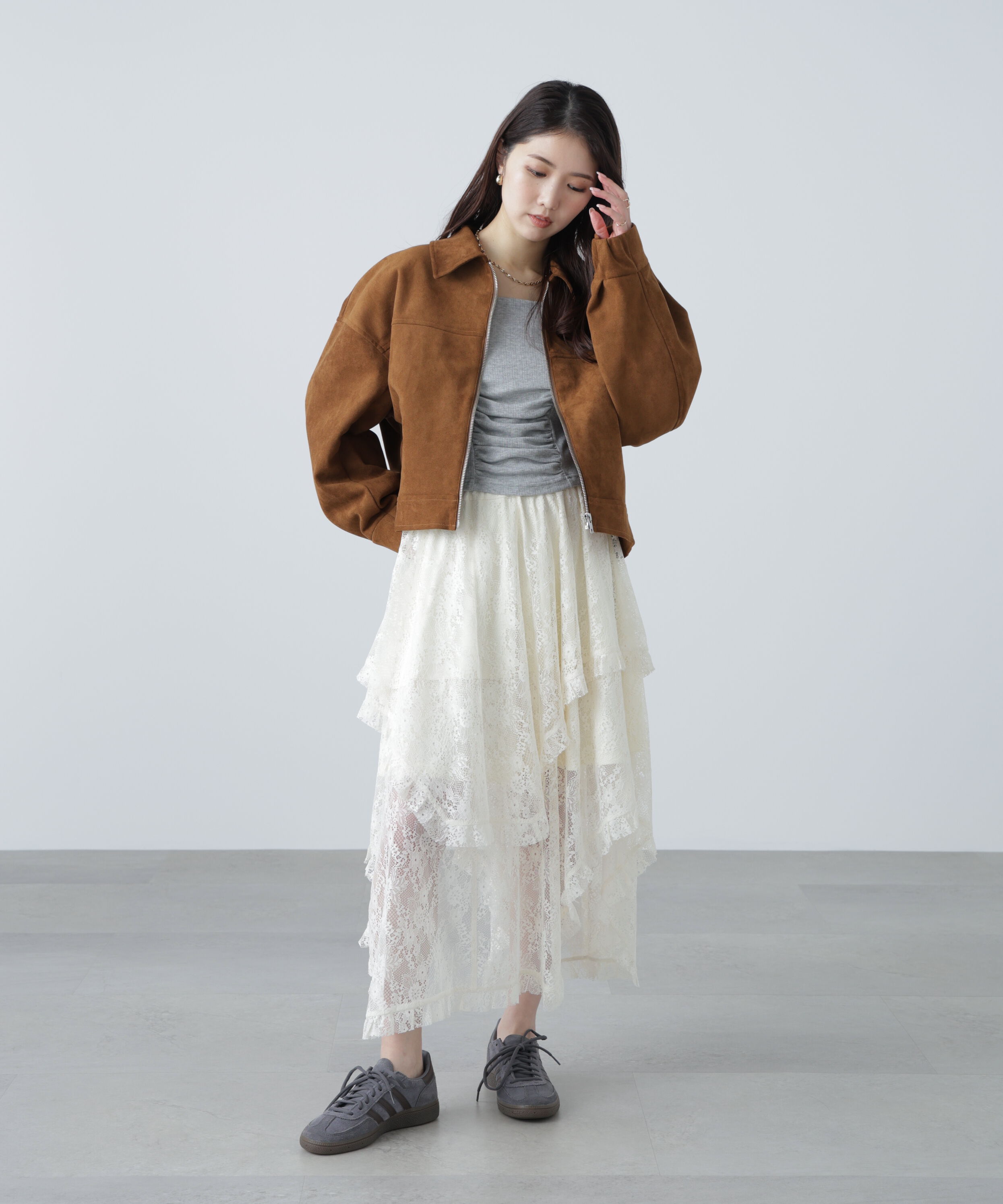  「合皮ジップアップブルゾン」|ブルゾン・スタジャン|