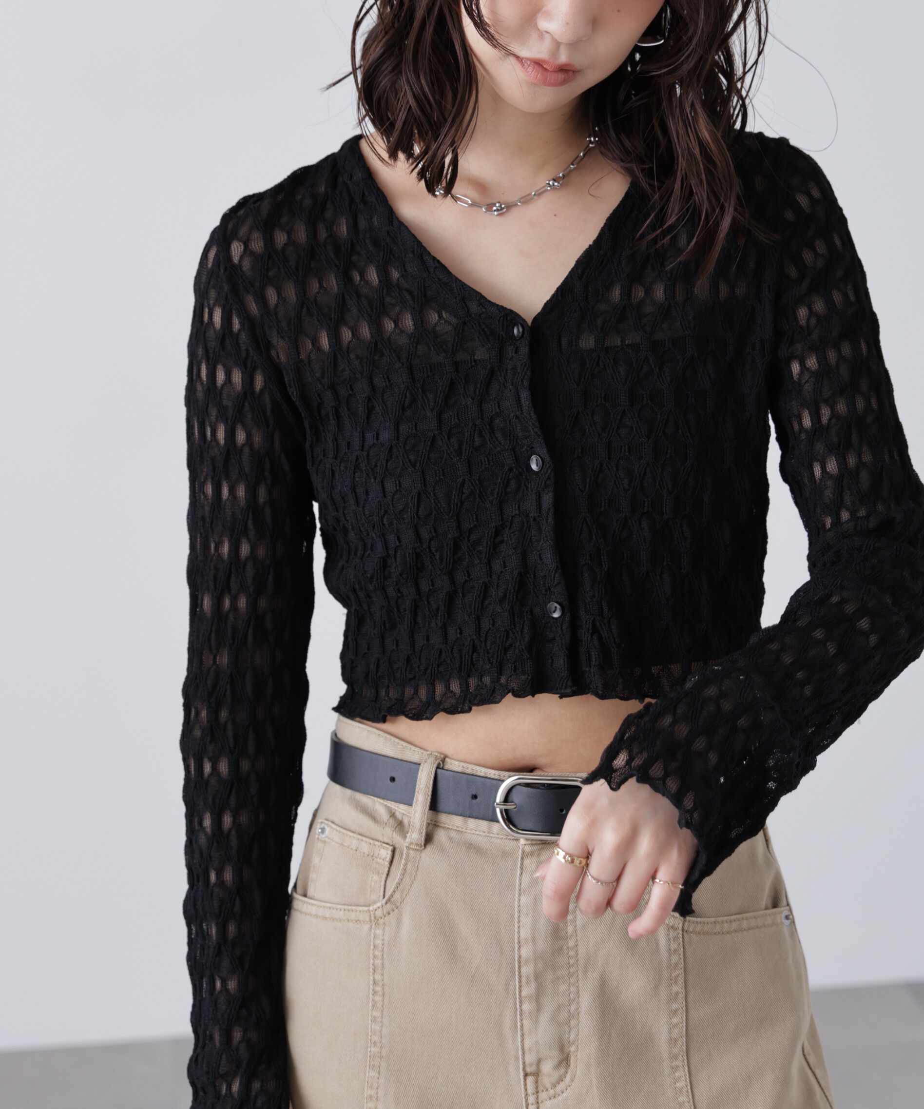 「シアーチュールカーディガン」|Tシャツ・カットソー|ブラック