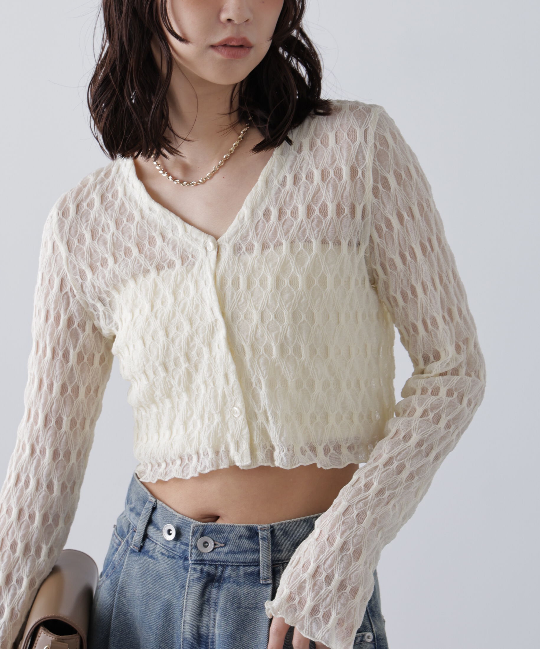  「シアーチュールカーディガン」|Tシャツ・カットソー|ホワイト