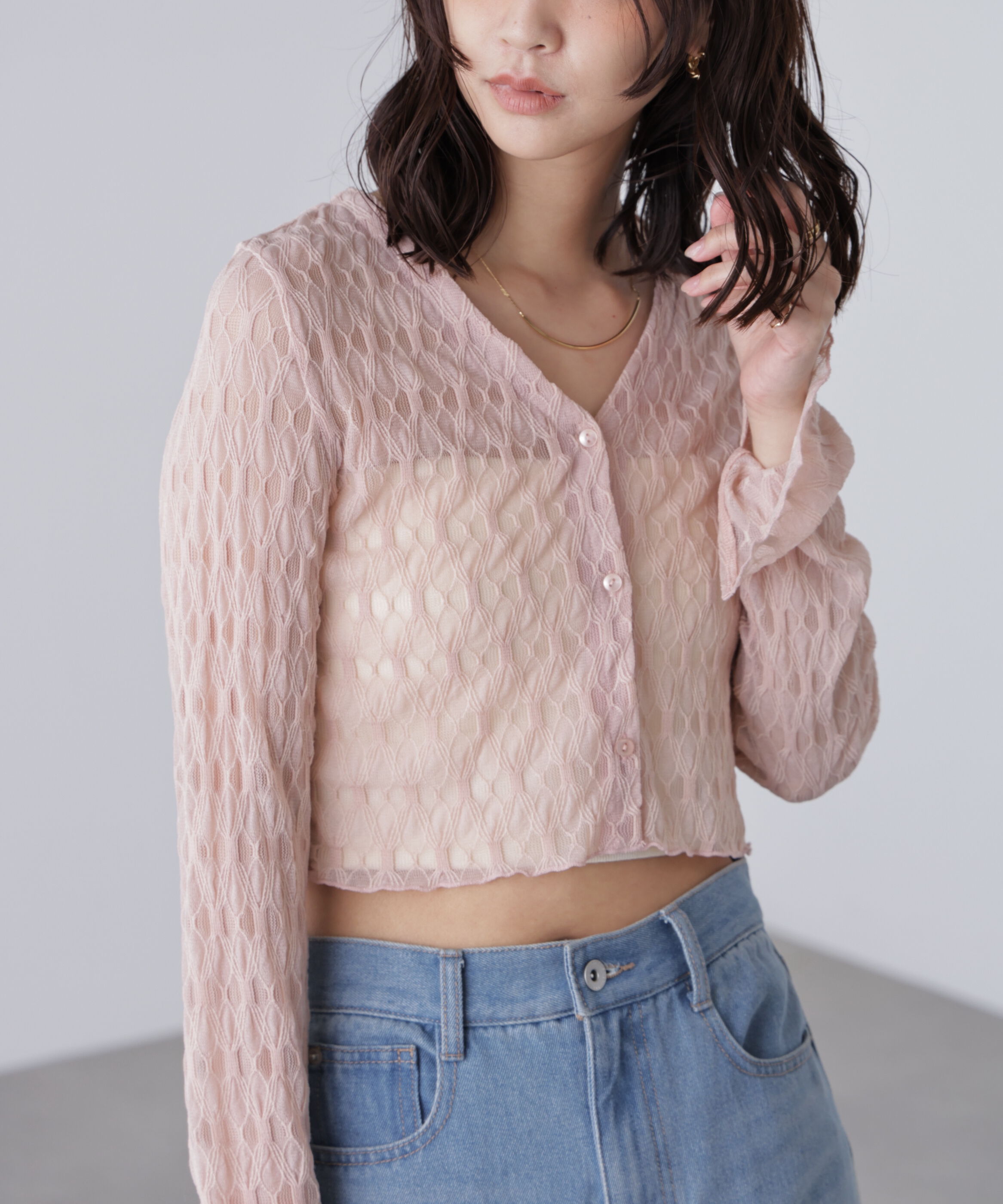  「シアーチュールカーディガン」|Tシャツ・カットソー|ピンク