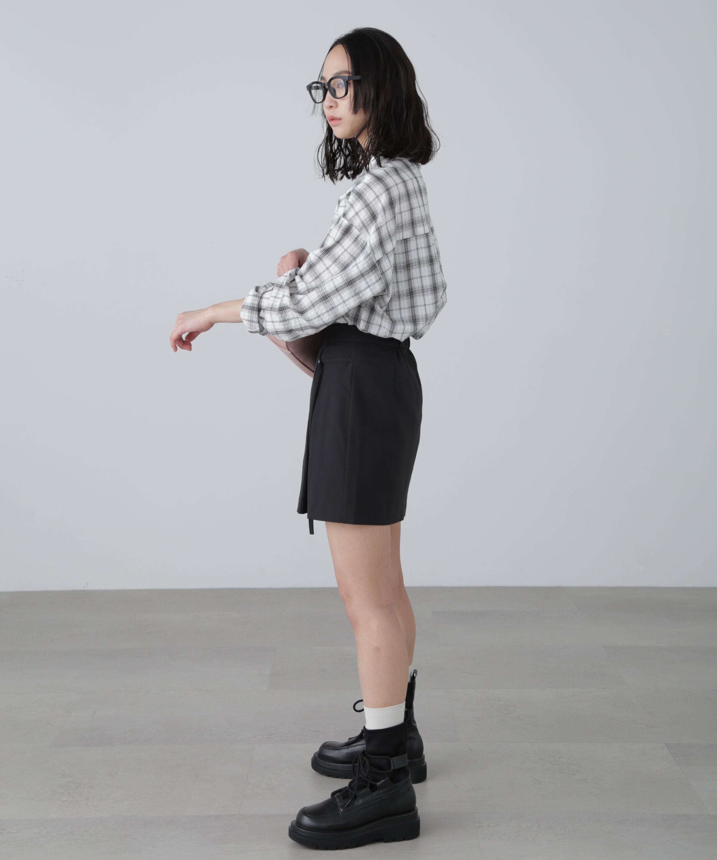  「インナーパンツ付きラップ風ミニスカート」|スカート|