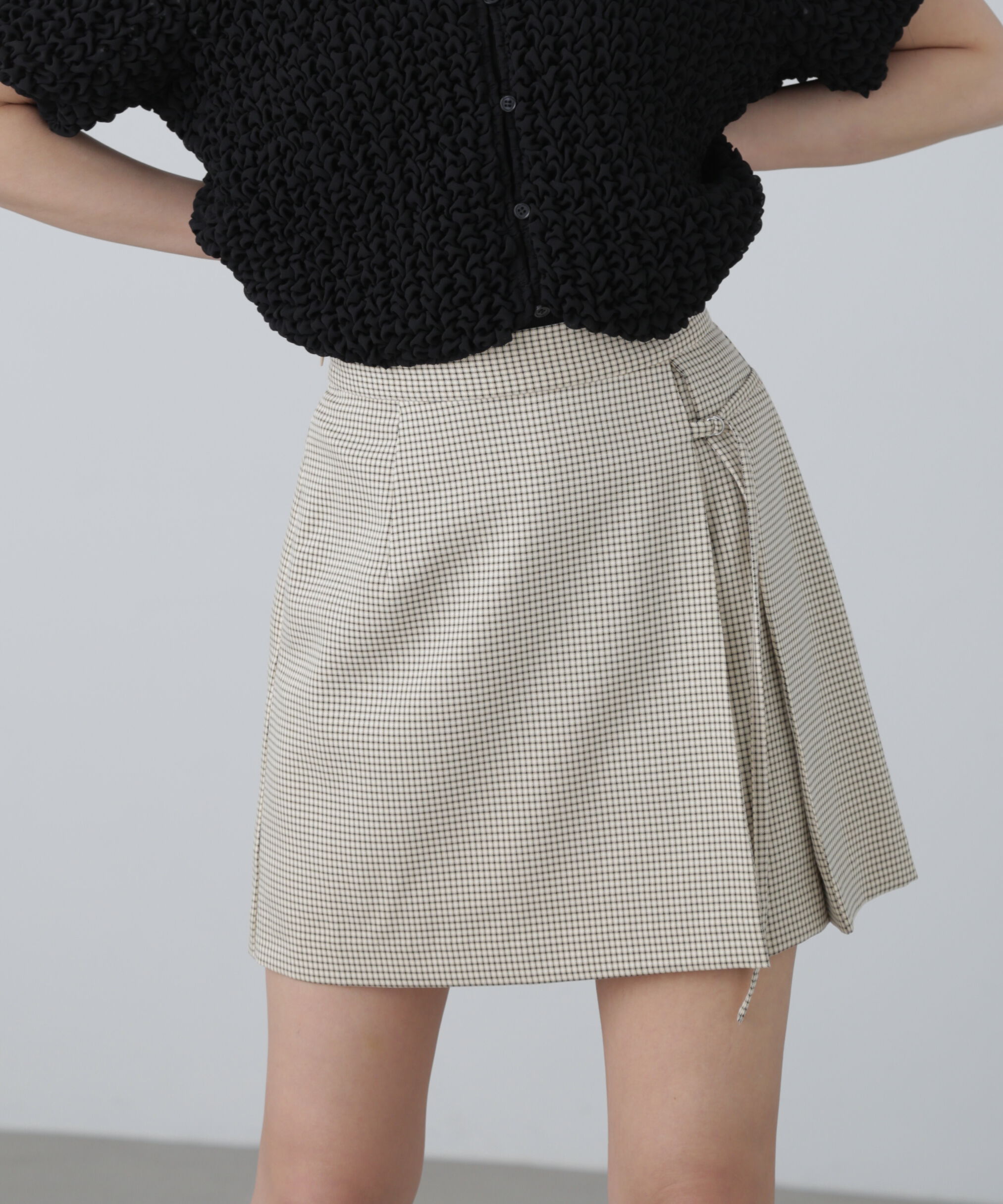  「インナーパンツ付きラップ風ミニスカート」|スカート|ベージュベー 1