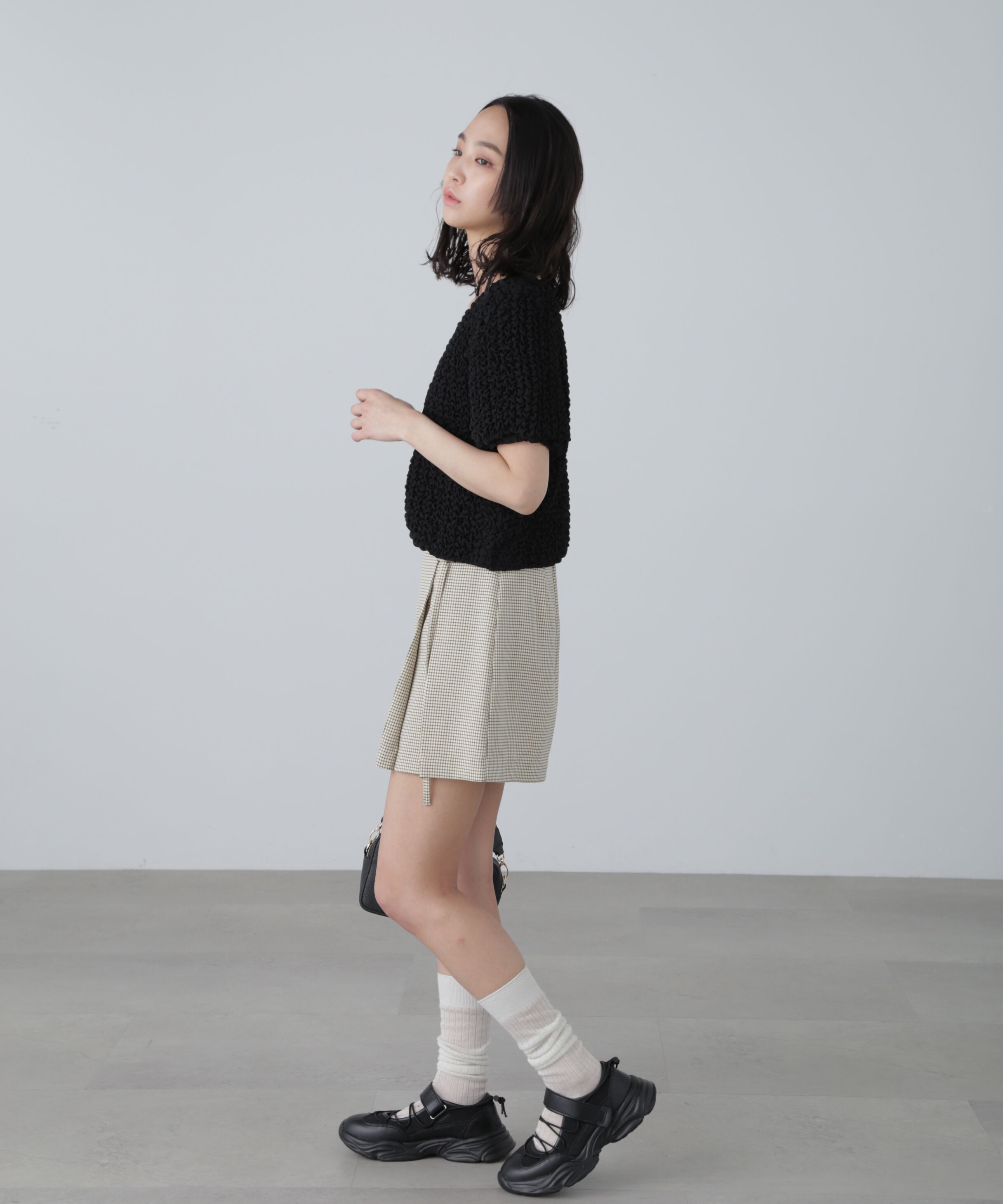  「インナーパンツ付きラップ風ミニスカート」|スカート|