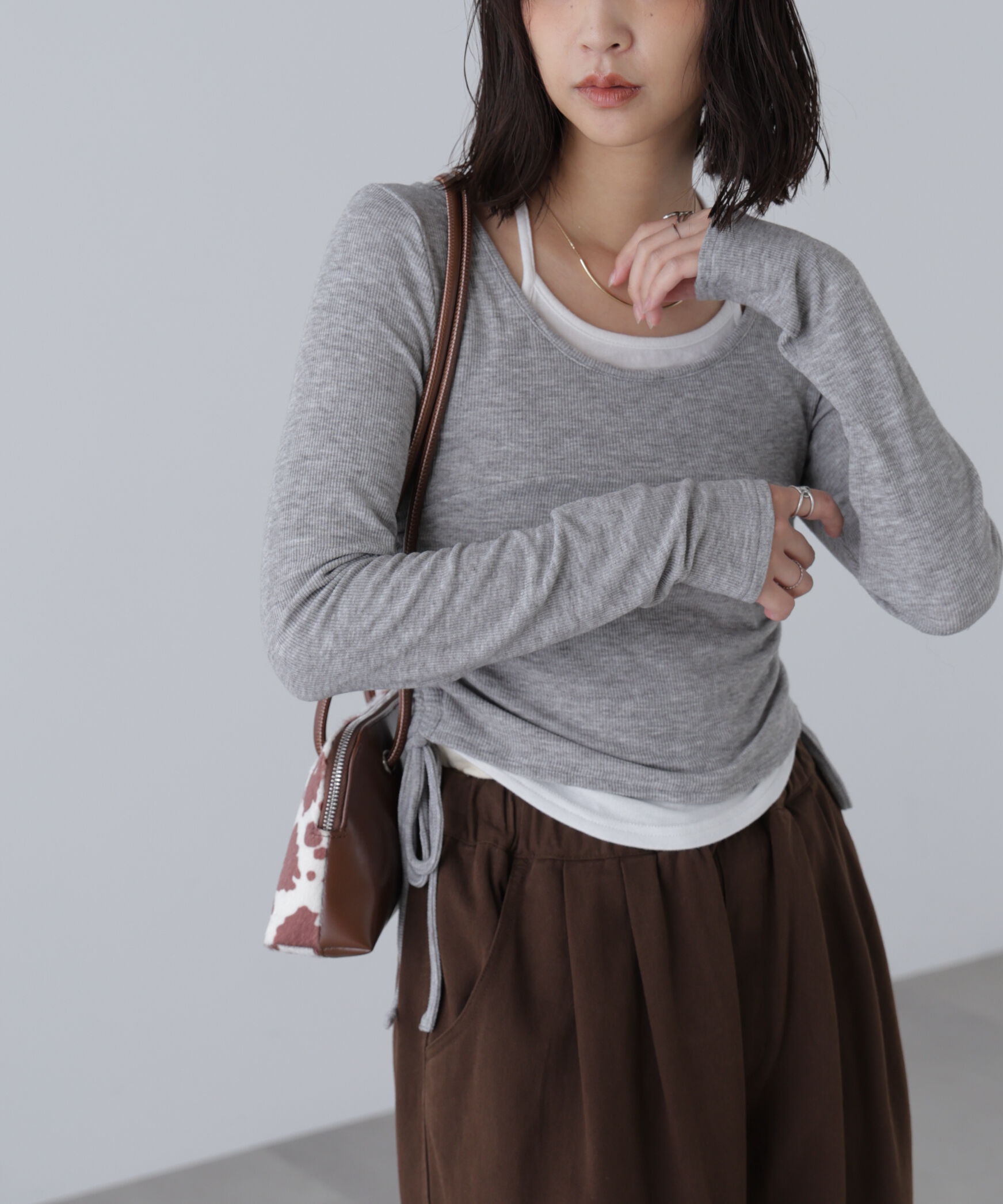  「ホルターネックレイヤードサイドドロストカットソー」|Tシャツ・カットソー|