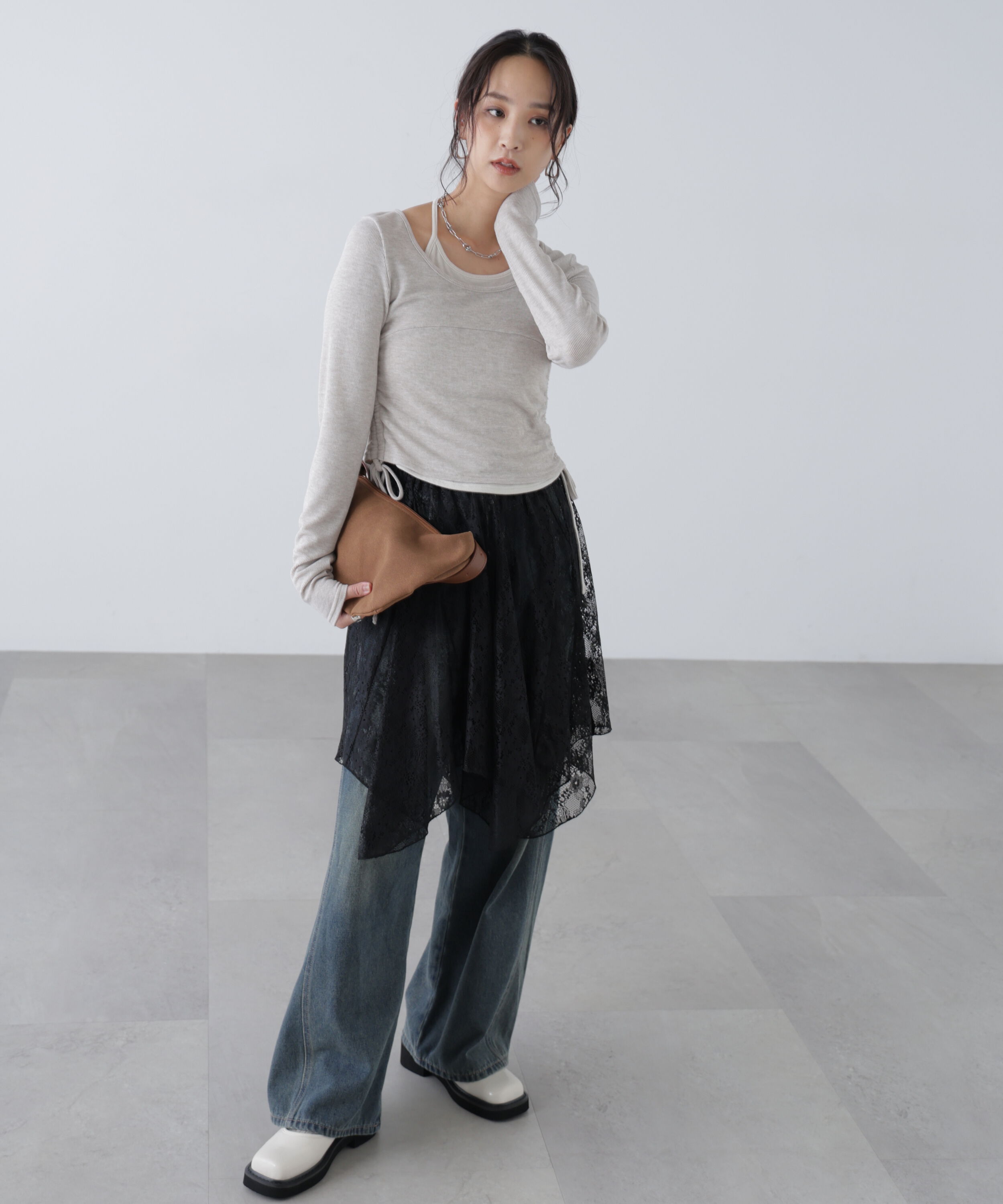  「ホルターネックレイヤードサイドドロストカットソー」|Tシャツ・カットソー|