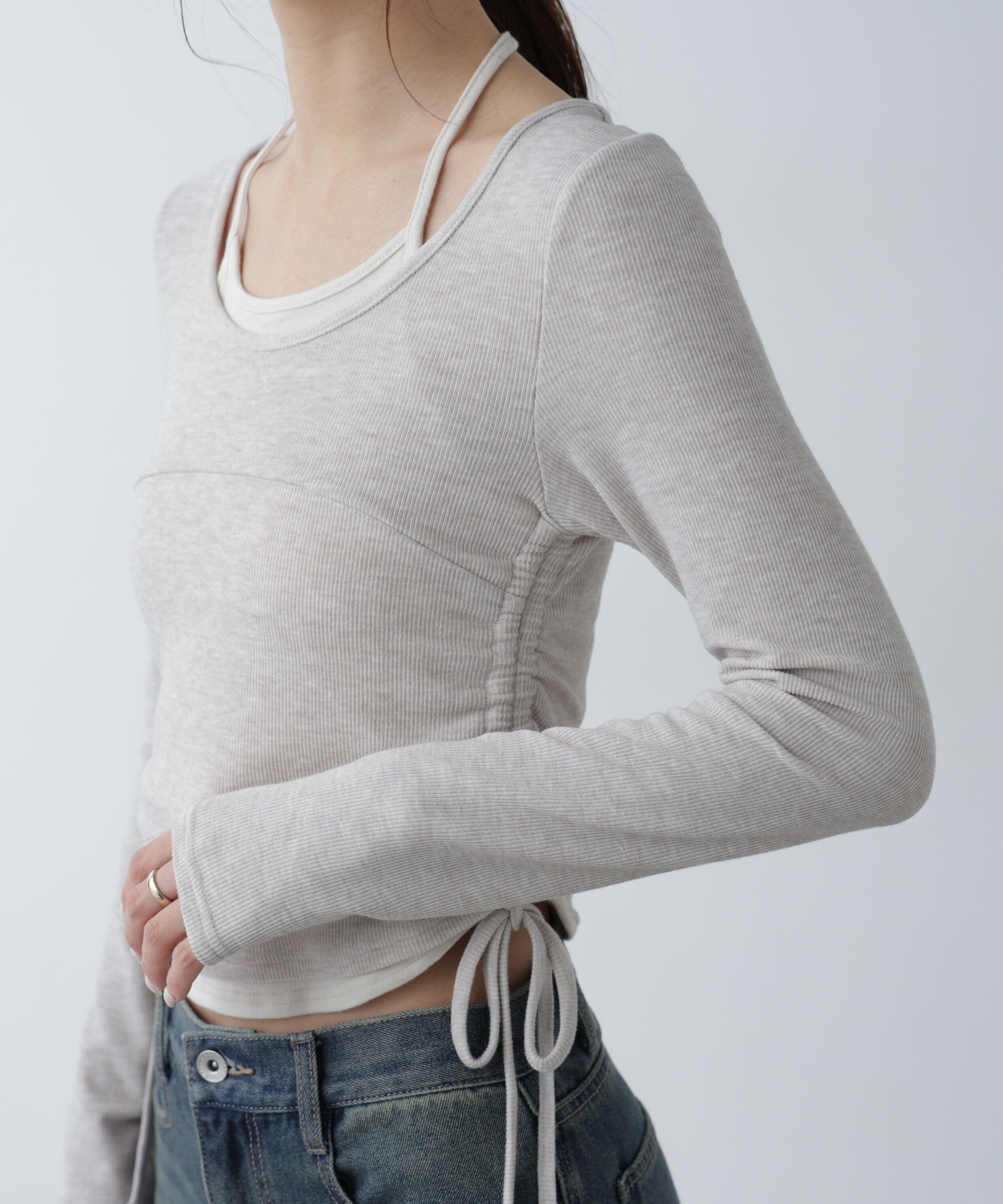  「ホルターネックレイヤードサイドドロストカットソー」|Tシャツ・カットソー|