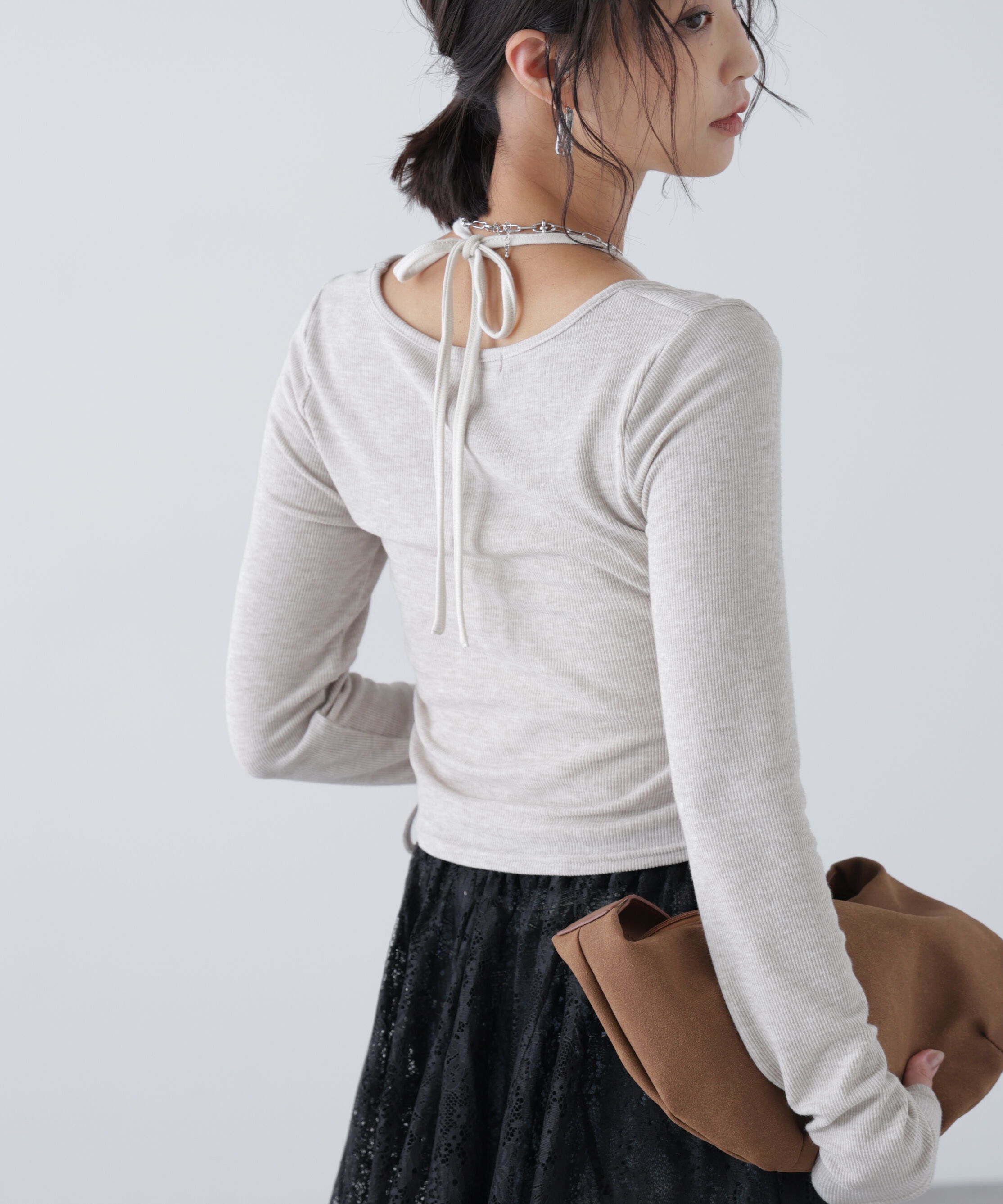  「ホルターネックレイヤードサイドドロストカットソー」|Tシャツ・カットソー|