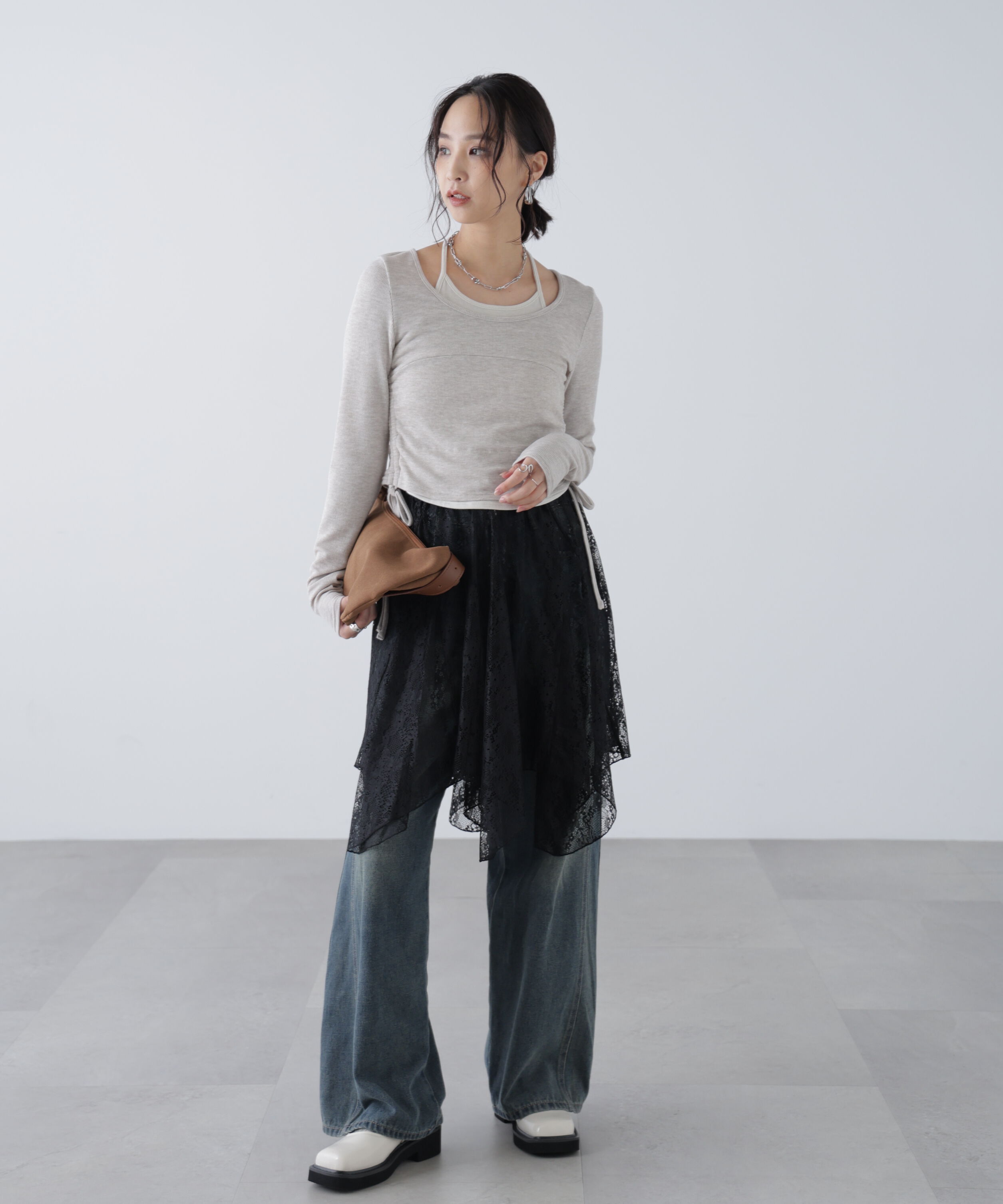  「ホルターネックレイヤードサイドドロストカットソー」|Tシャツ・カットソー|