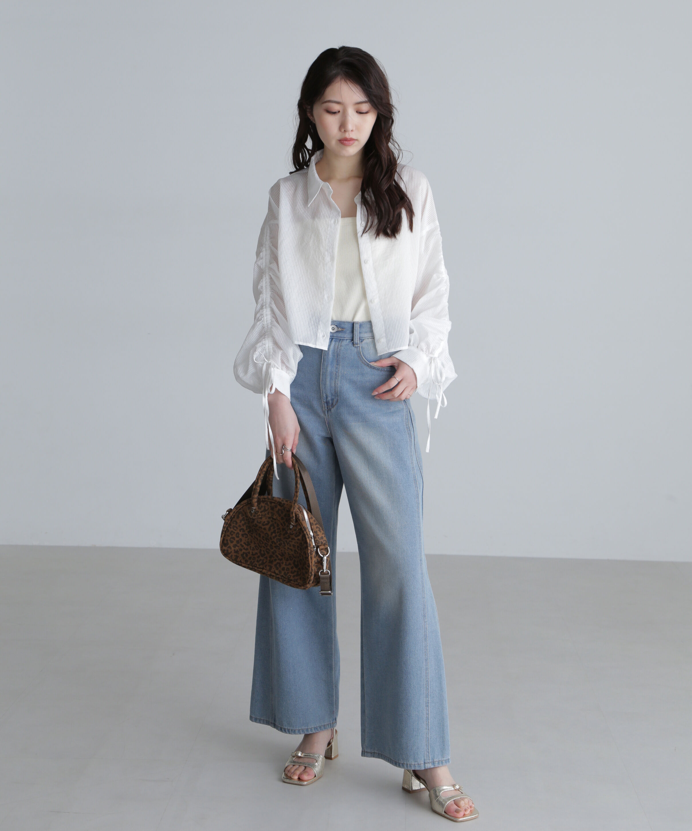  「シアー短丈袖ドロストシャツ」|シャツ・ブラウス|