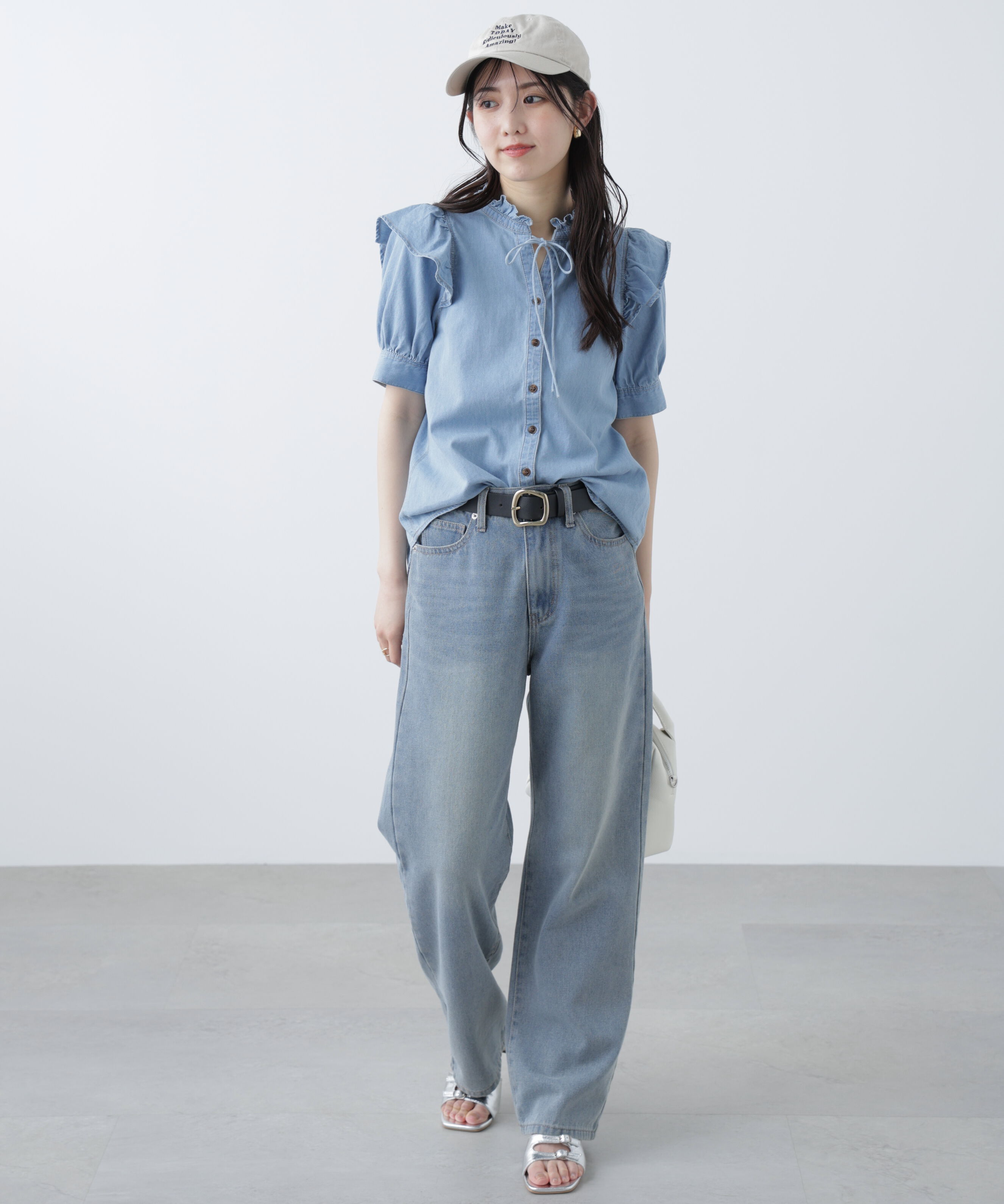  「スタンドフリル半袖ブラウス」|シャツ・ブラウス|