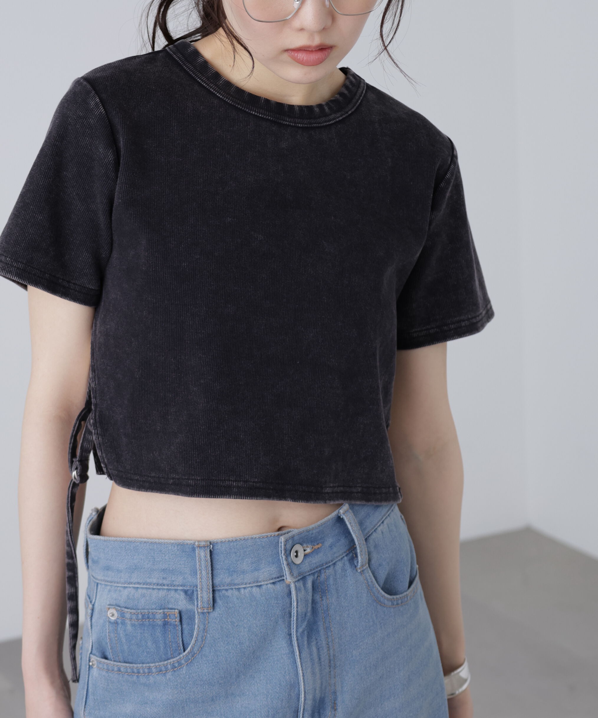  「ヴィンテージ加工サイドベルトT」|Tシャツ・カットソー|