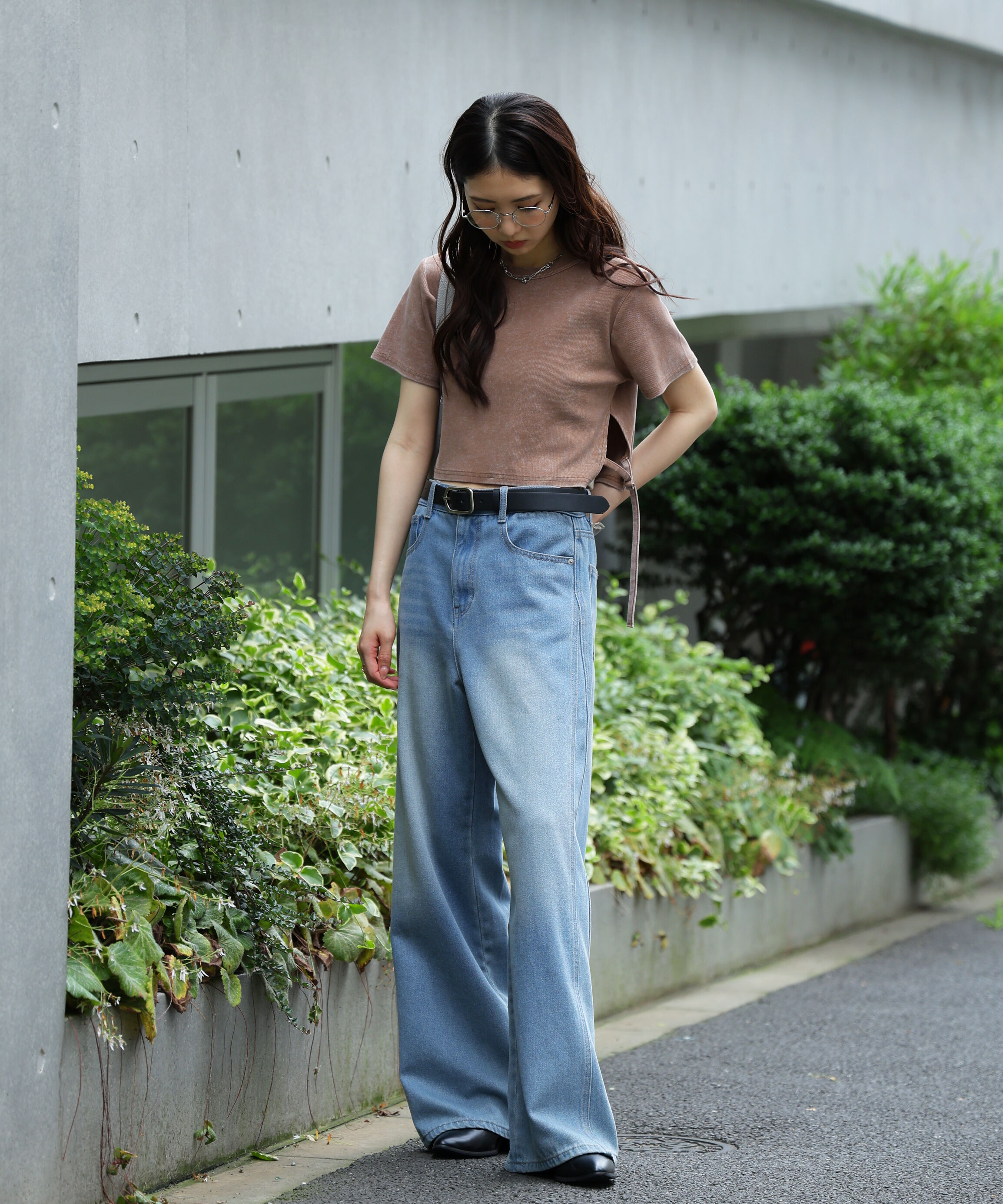  「ヴィンテージ加工サイドベルトT」|Tシャツ・カットソー|