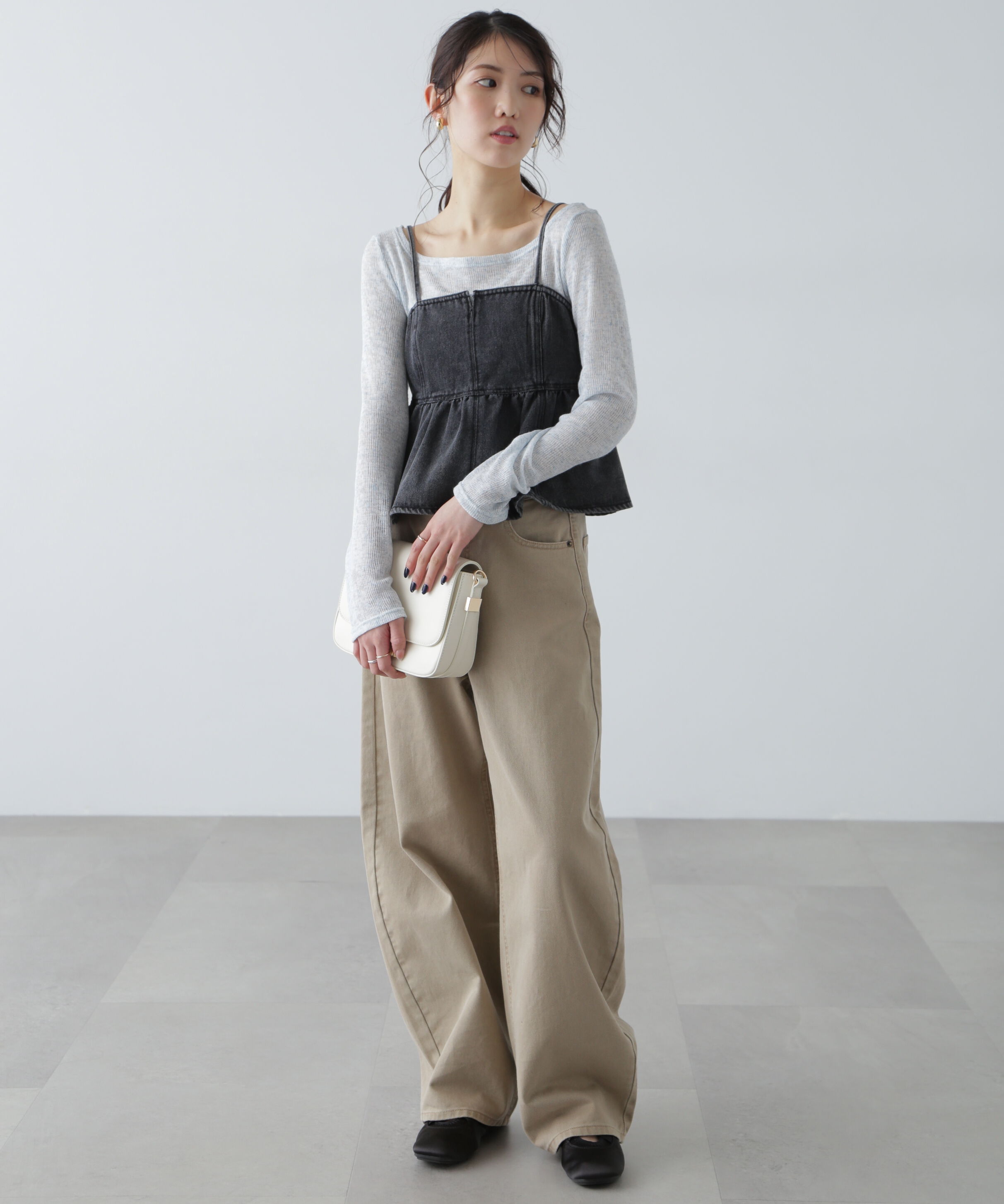  「ペプラムギャザーデニムビスチェ」|シャツ・ブラウス|