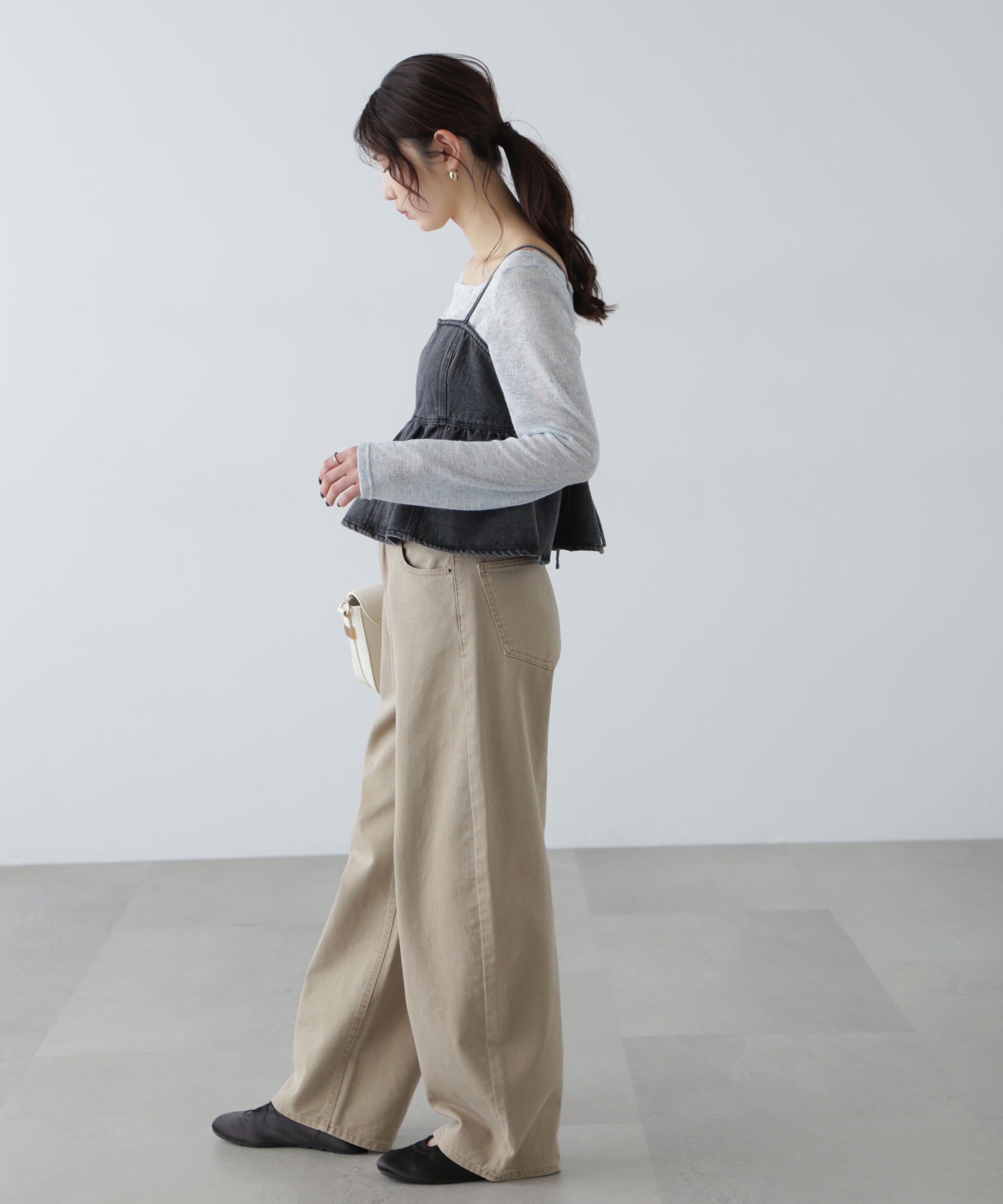  「ペプラムギャザーデニムビスチェ」|シャツ・ブラウス|