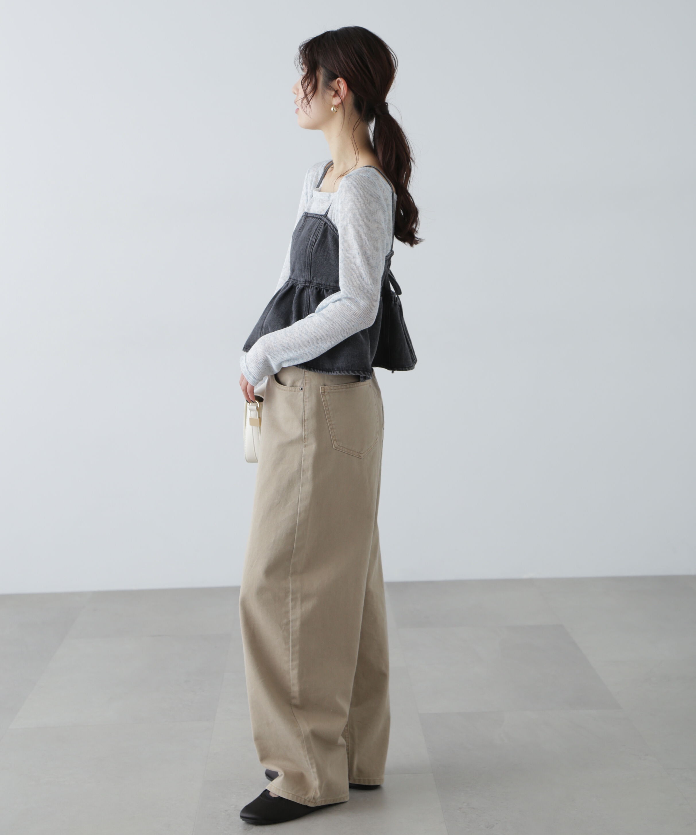  「ペプラムギャザーデニムビスチェ」|シャツ・ブラウス|