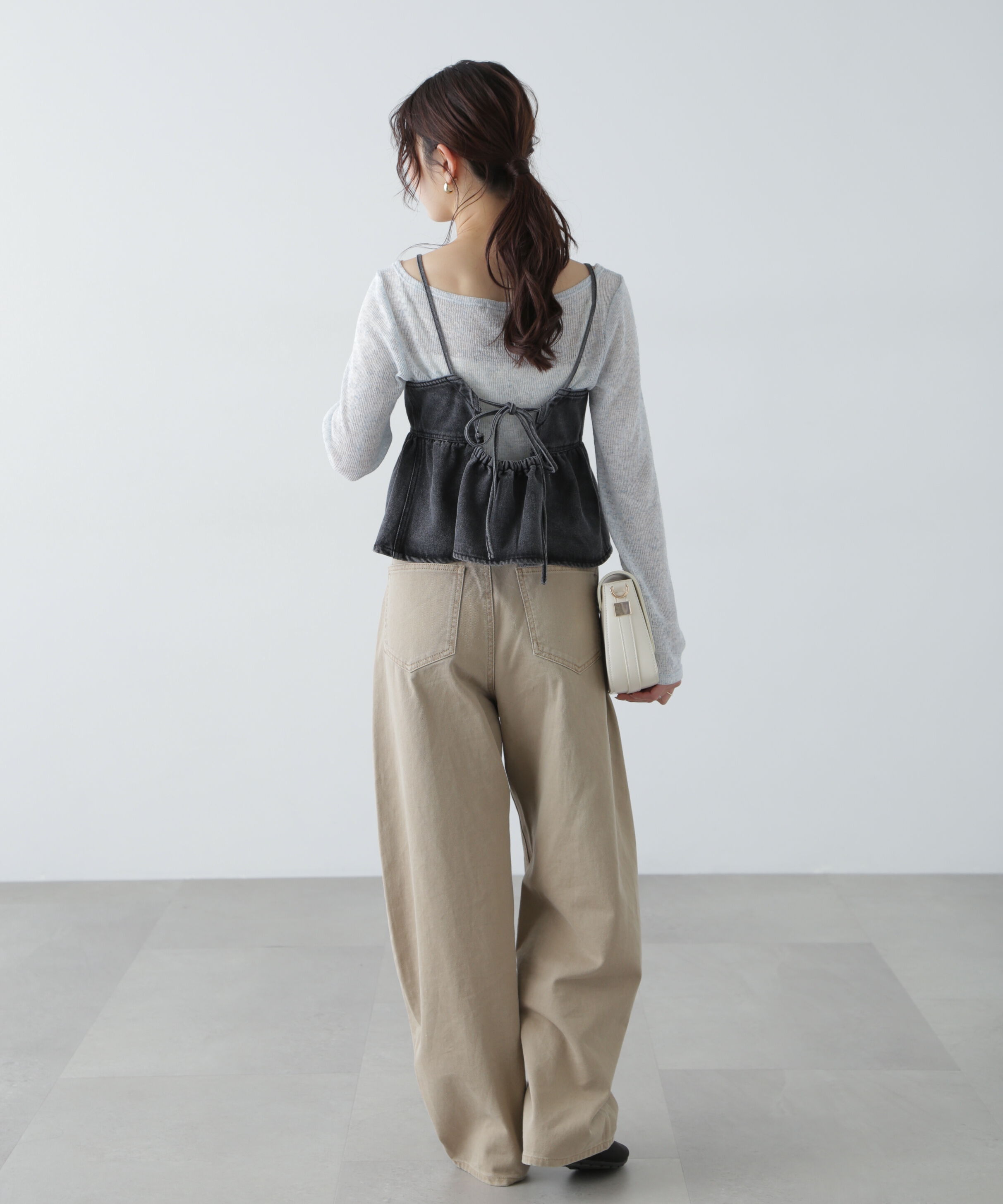  「ペプラムギャザーデニムビスチェ」|シャツ・ブラウス|