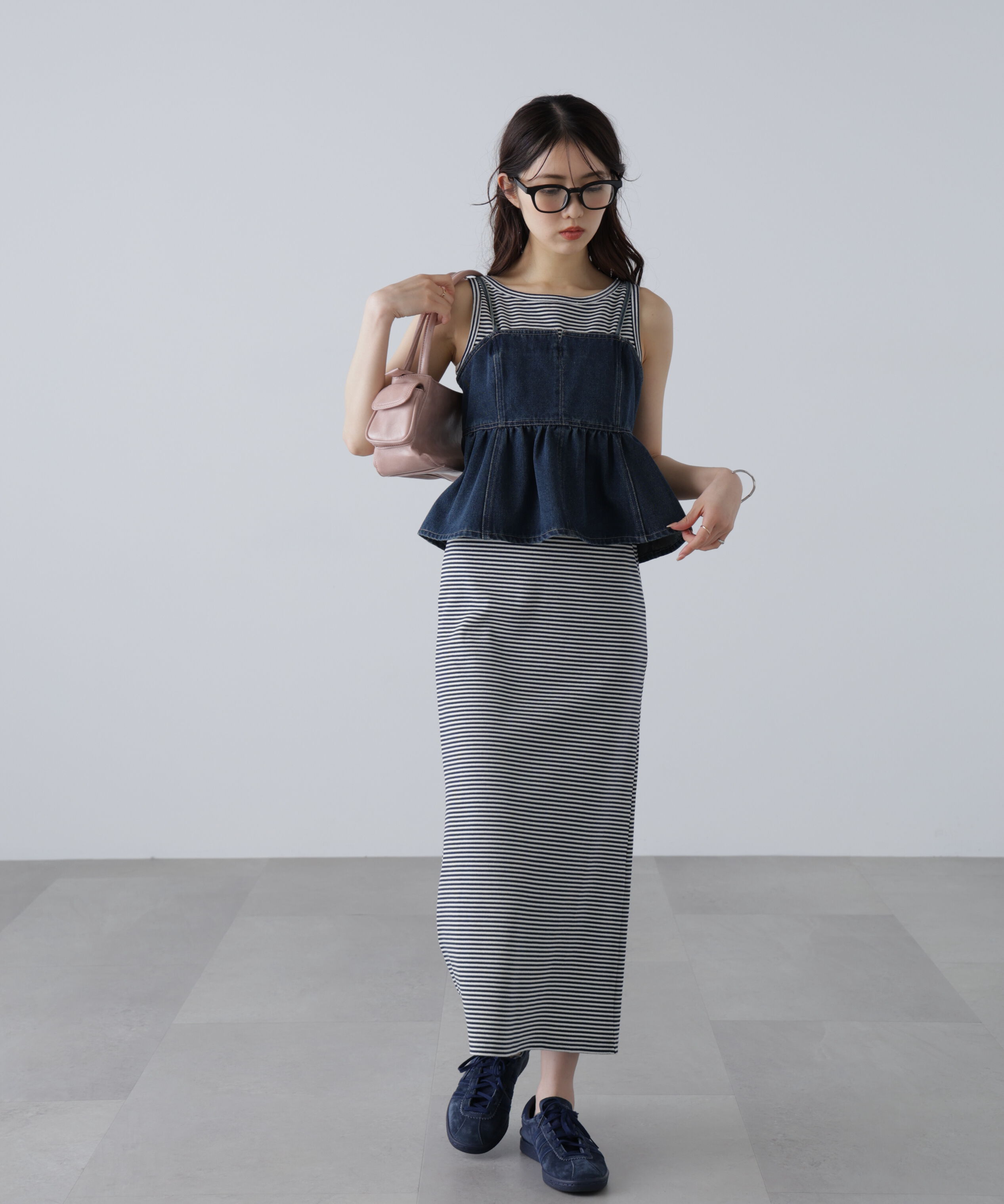  「ペプラムギャザーデニムビスチェ」|シャツ・ブラウス|