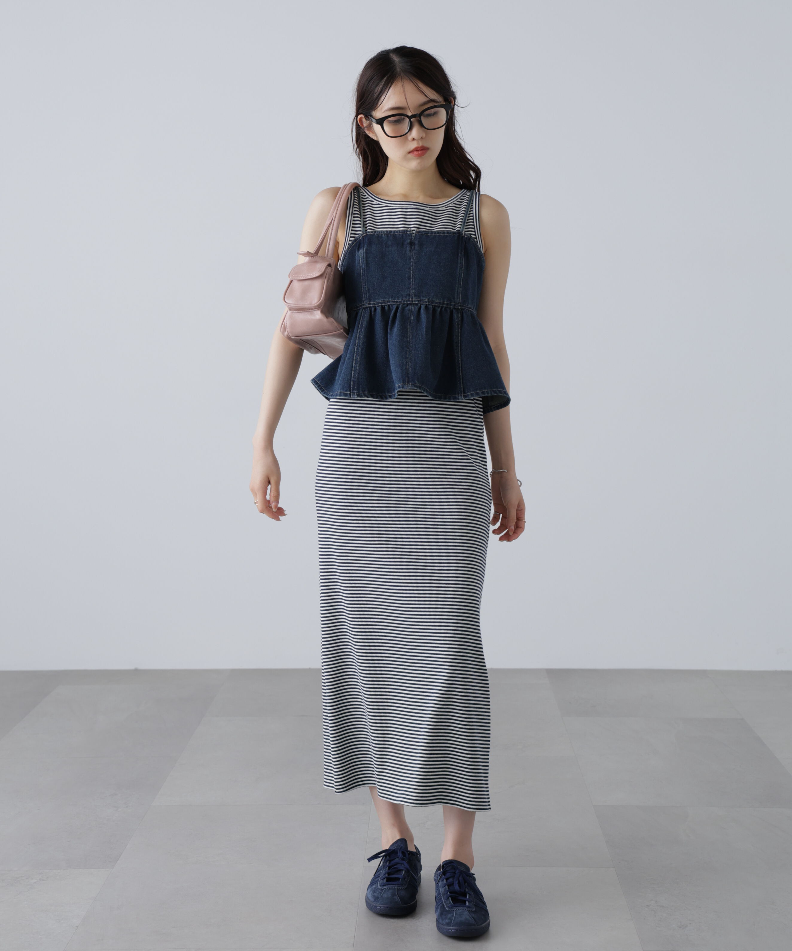  「ペプラムギャザーデニムビスチェ」|シャツ・ブラウス|