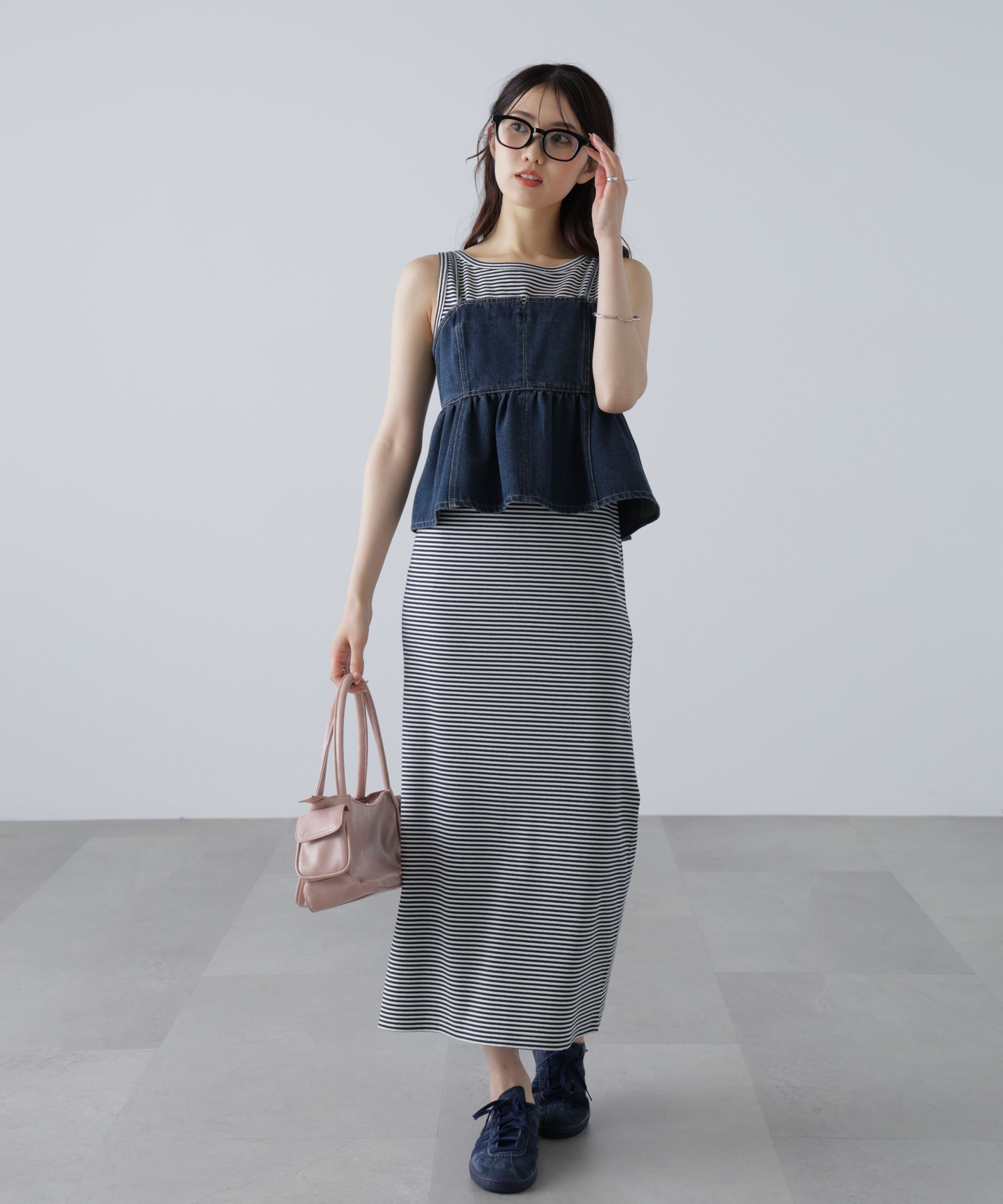  「ペプラムギャザーデニムビスチェ」|シャツ・ブラウス|