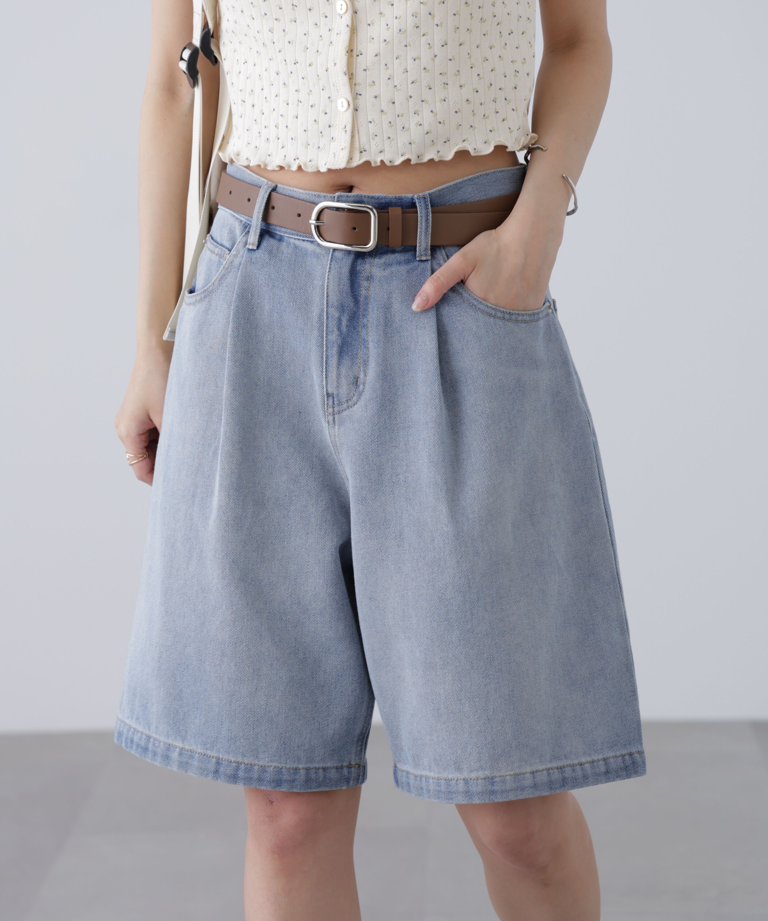  「タックハーフデニムパンツ」|その他|