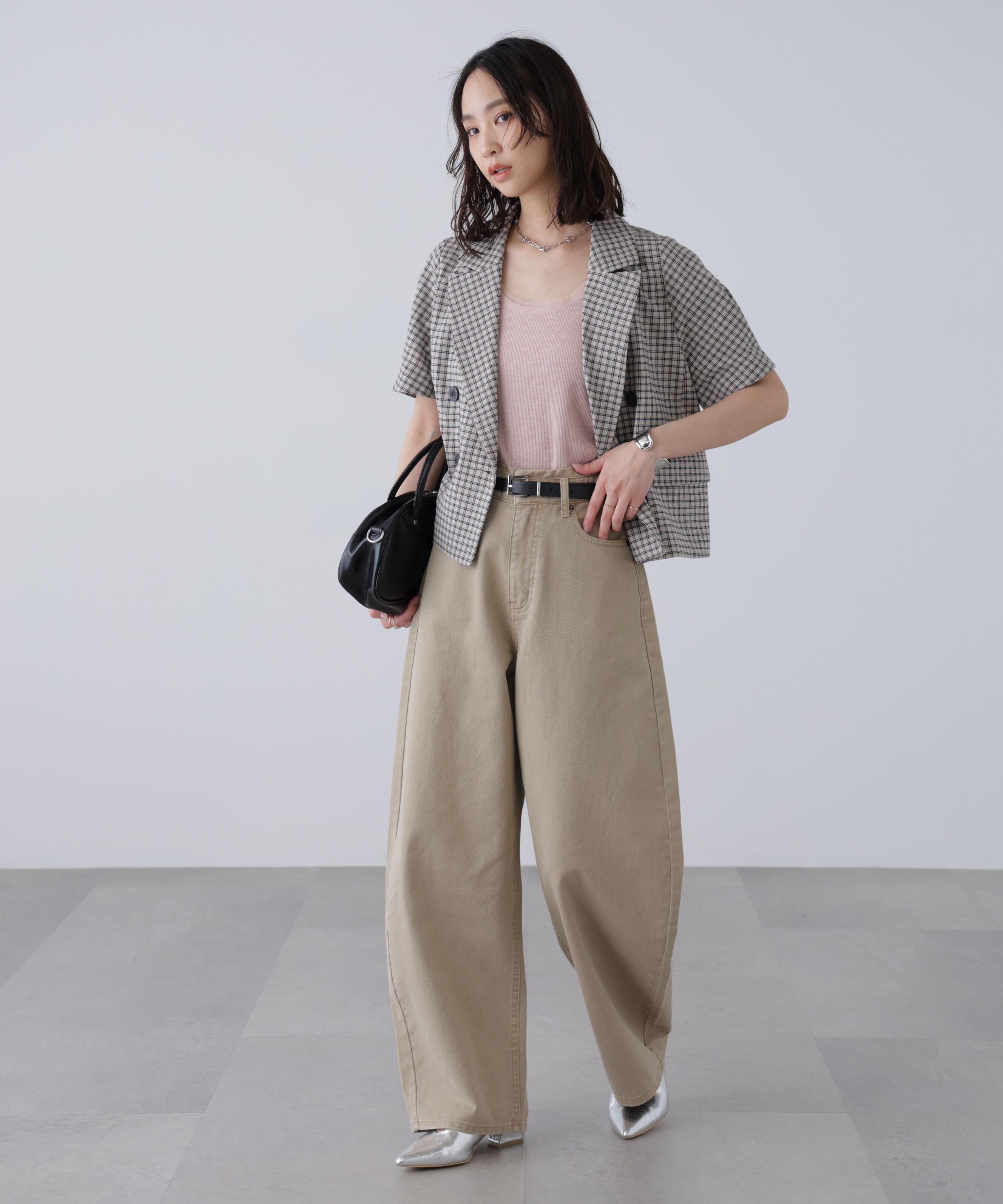  「袖コクーンダブルブレストハーフジャケット」|その他|