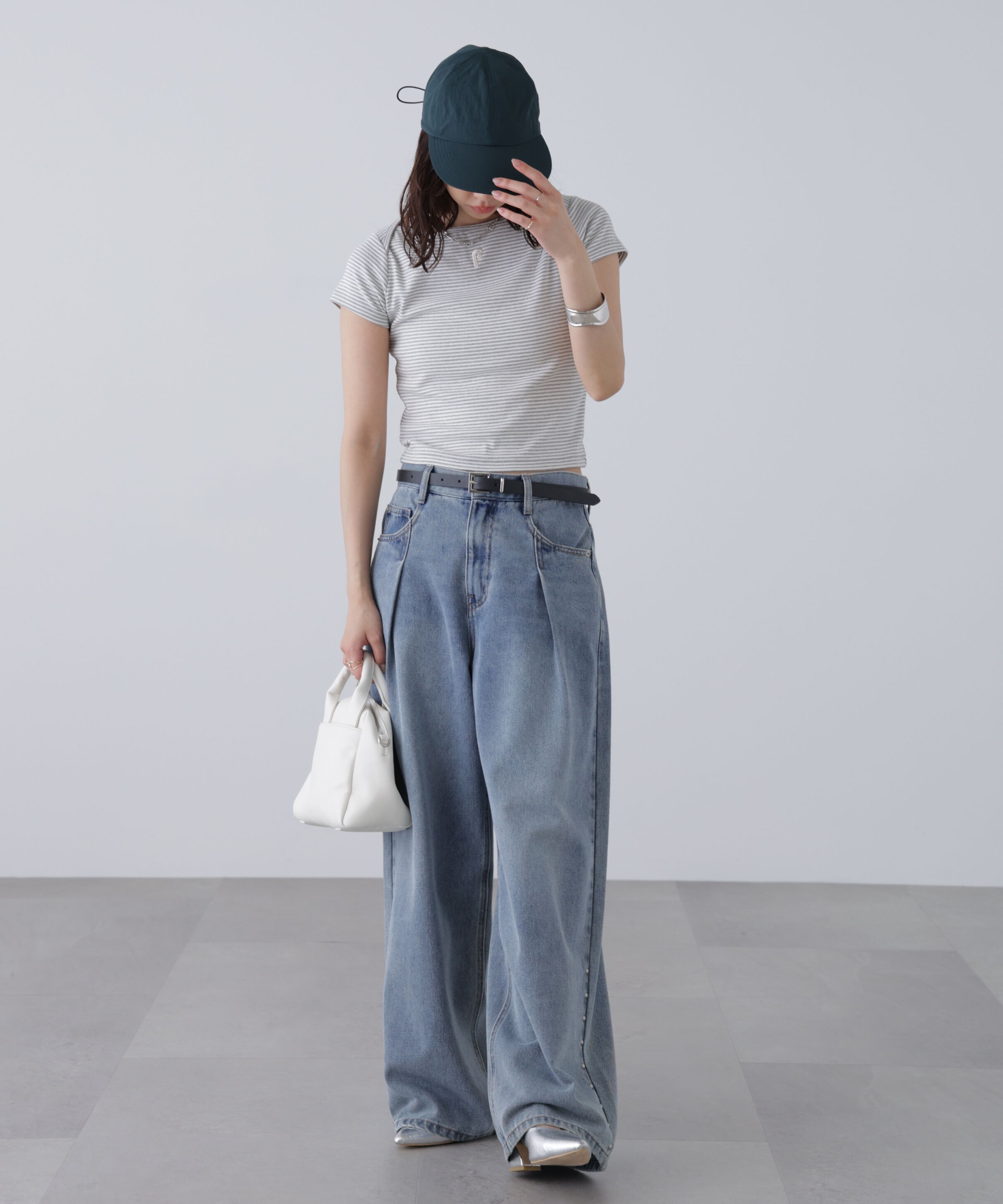  「ワンポイント刺繍ボートネックカットソー」|Tシャツ・カットソー|