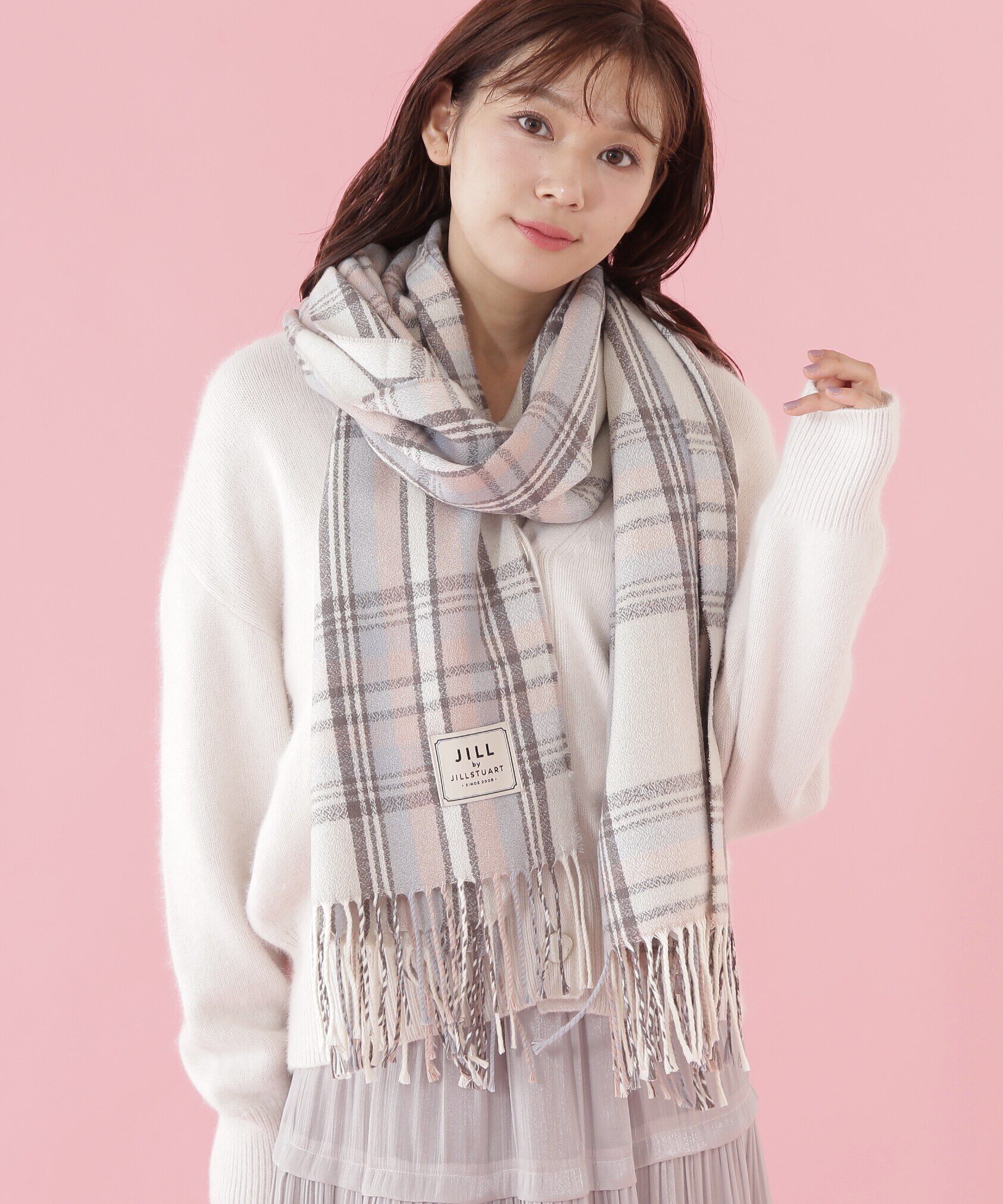  「チェックストール　WEB限定」|バンダナ・スカーフ|ホワイト