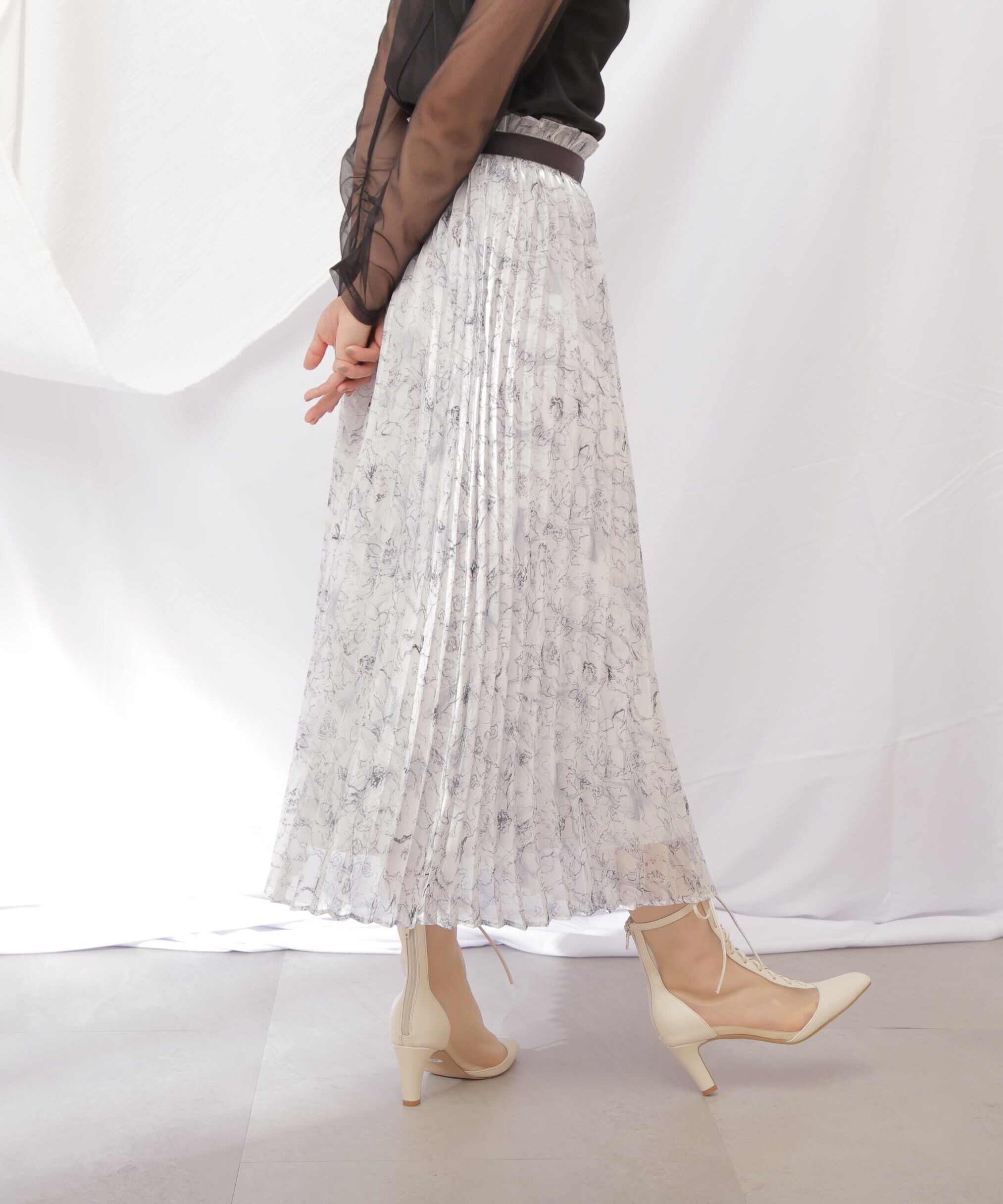  「シャイニーデジタルフラワースカート」|スカート|