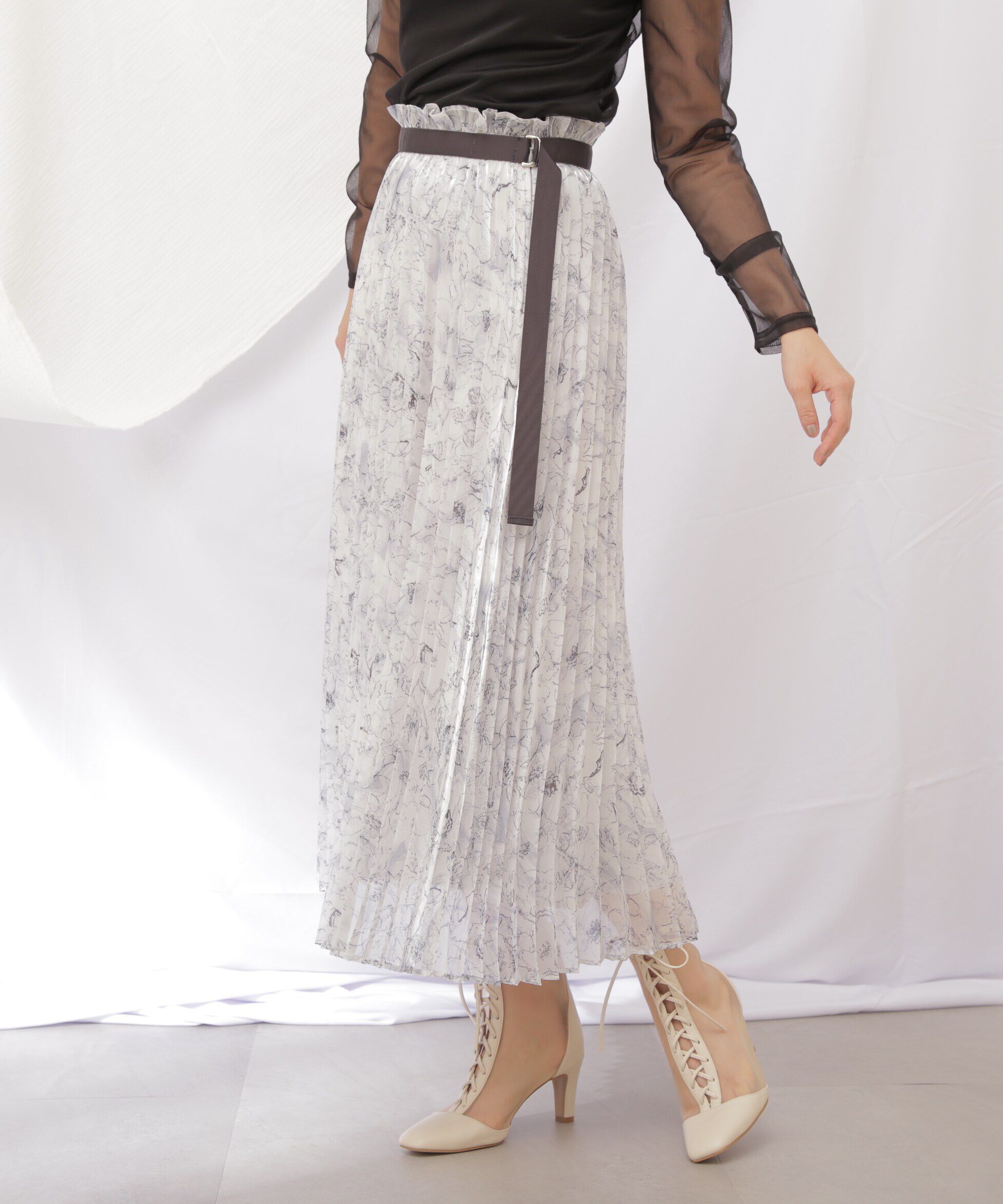  「シャイニーデジタルフラワースカート」|スカート|