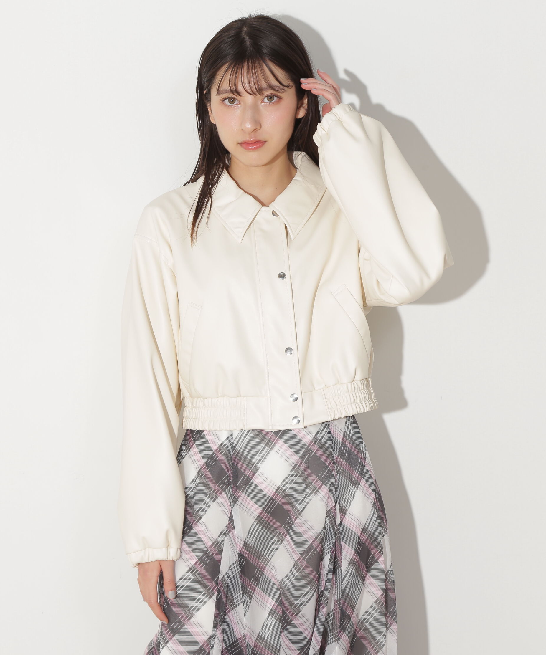  「フェイクレザーショートブルゾン」|その他|