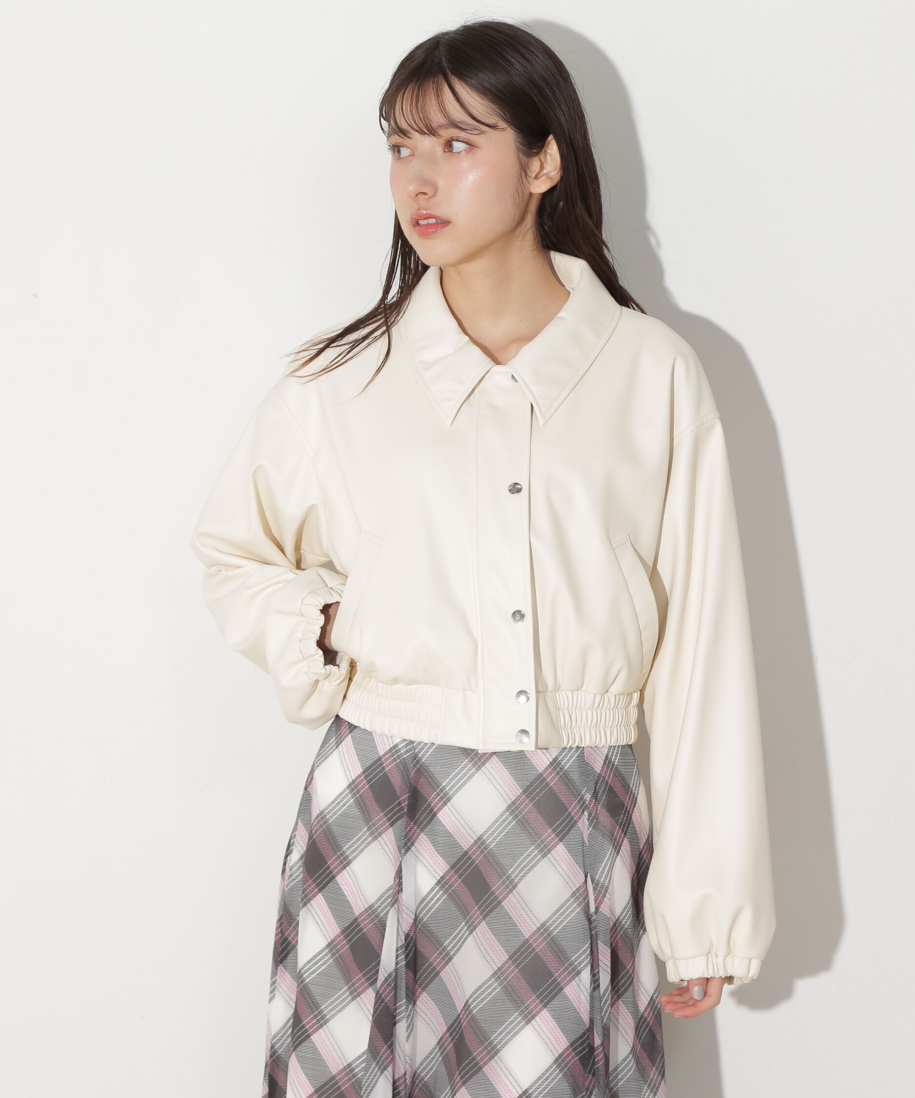  「フェイクレザーショートブルゾン」|その他|