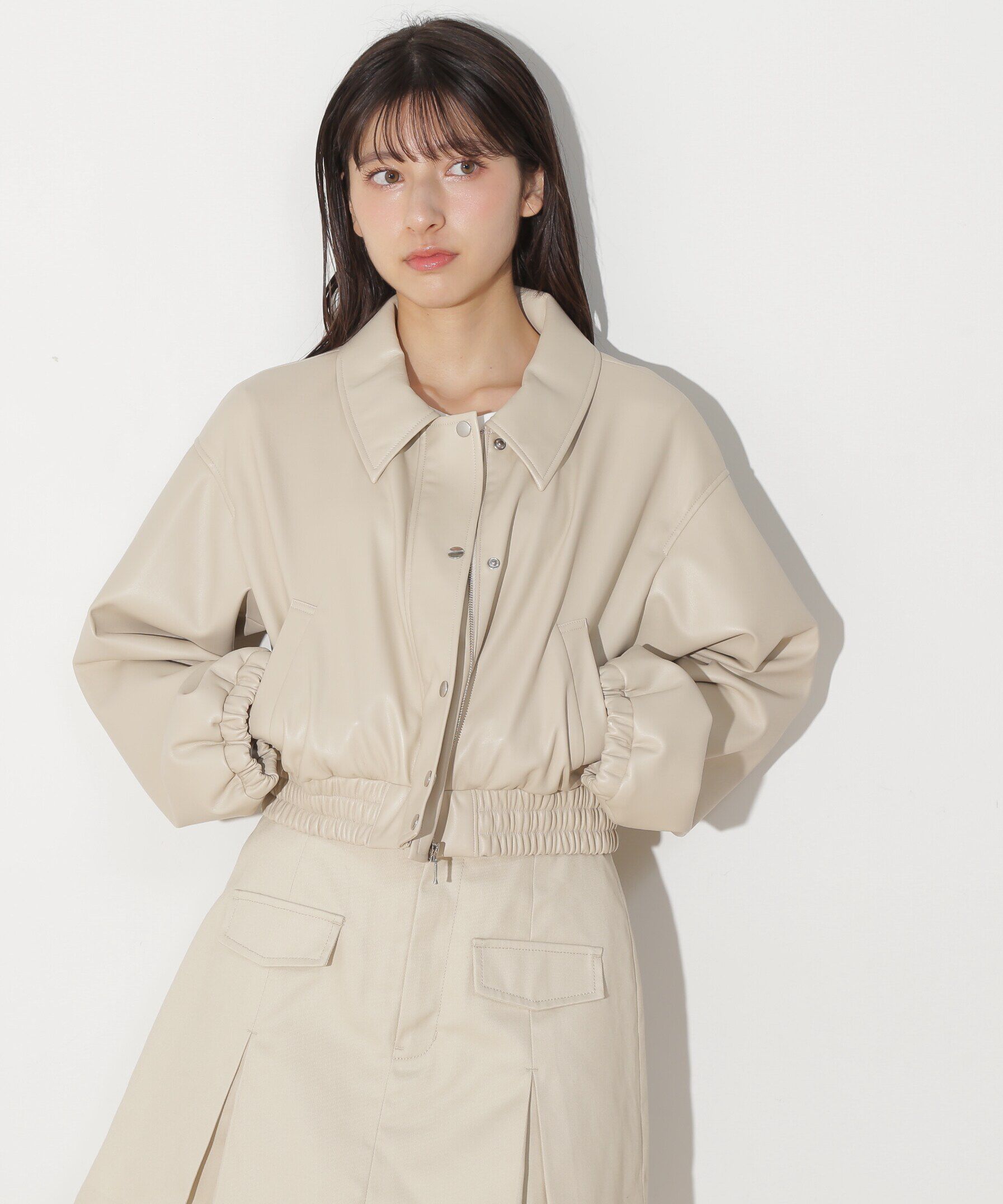  「フェイクレザーショートブルゾン」|その他|