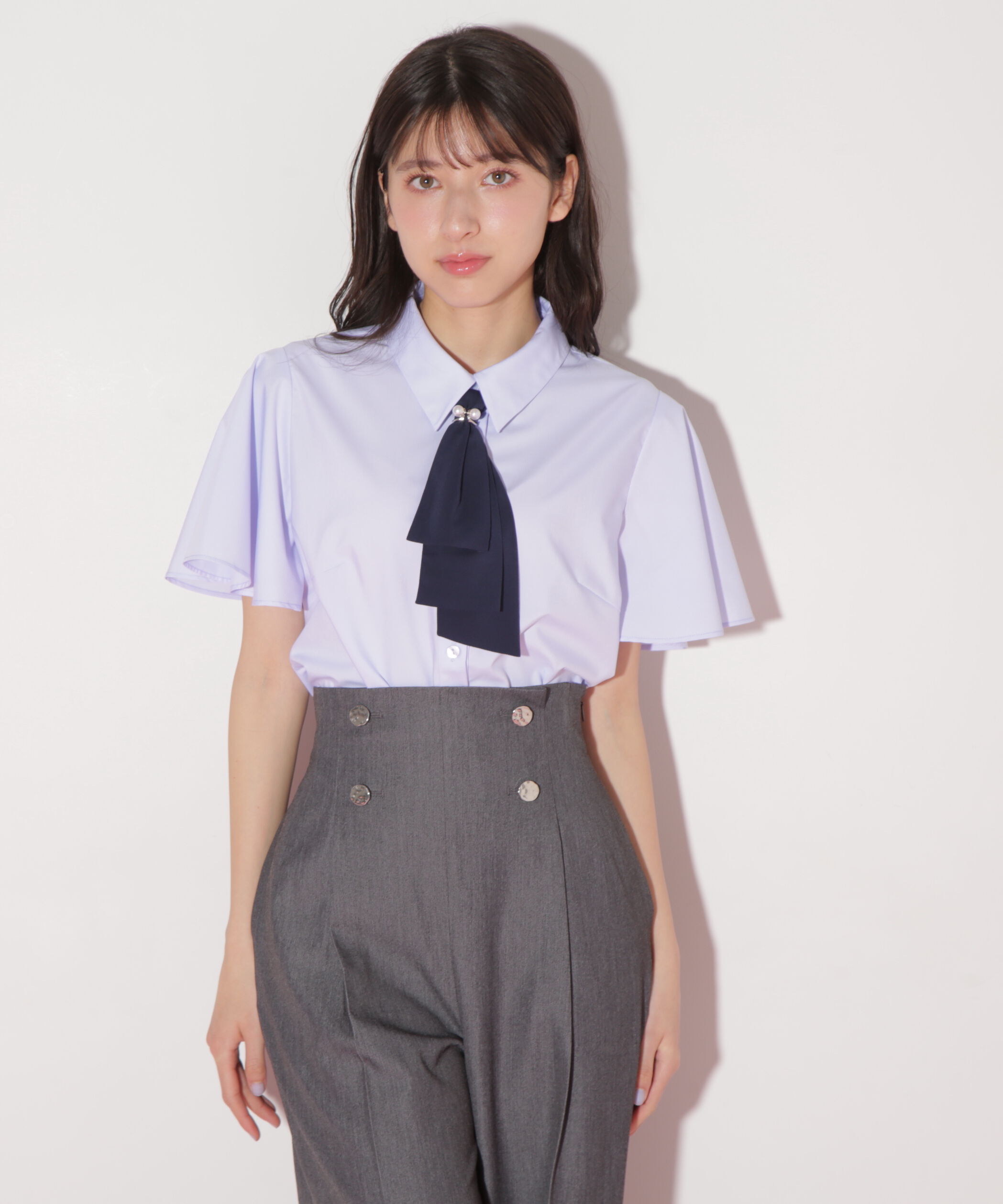  「配色ボウタイブラウス」|シャツ・ブラウス|
